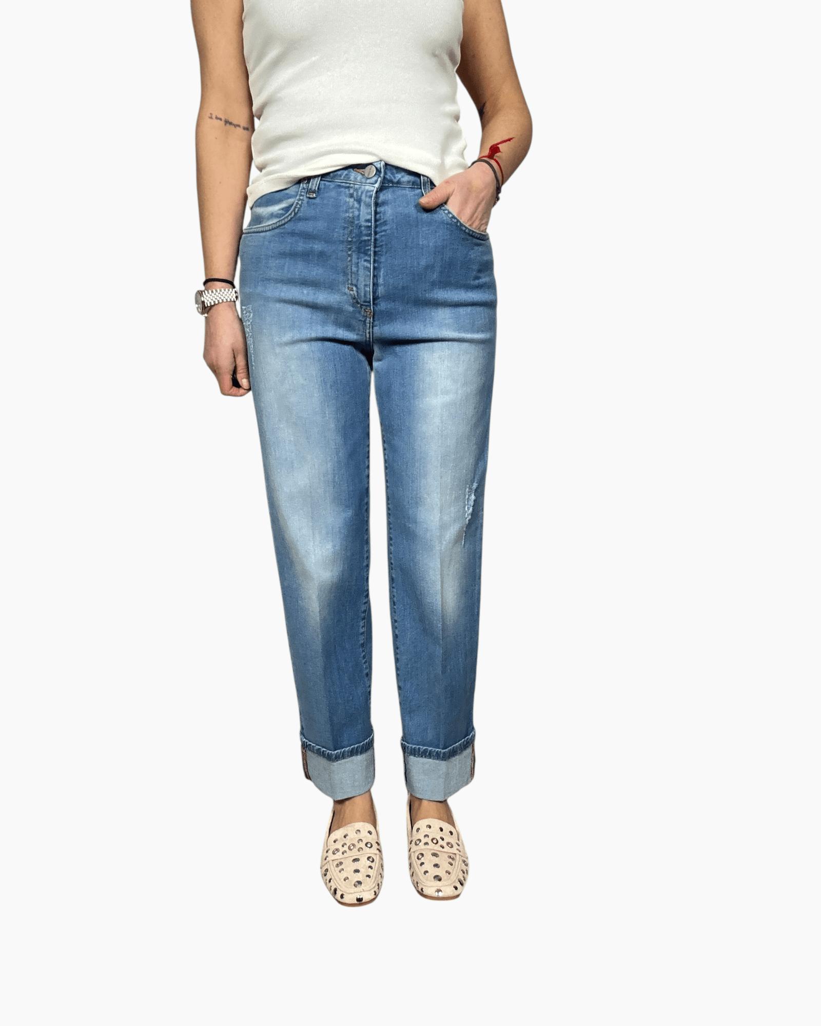 JEANS CON RISVOLTO SUSY MIX - XE BLU ABBIGLIAMENTO