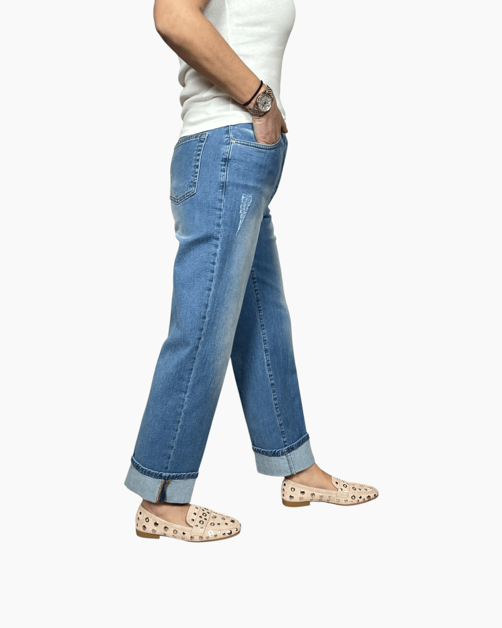 JEANS CON RISVOLTO SUSY MIX - XE BLU ABBIGLIAMENTO