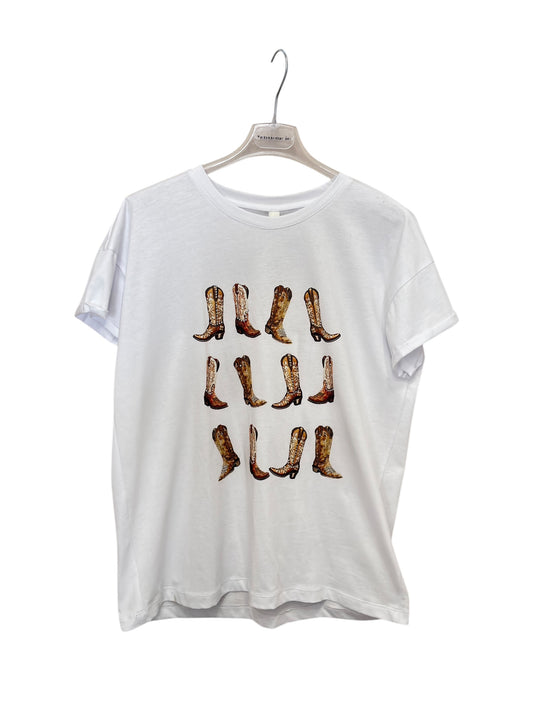 T-SHIRT STIVALETTI TENSIONE IN