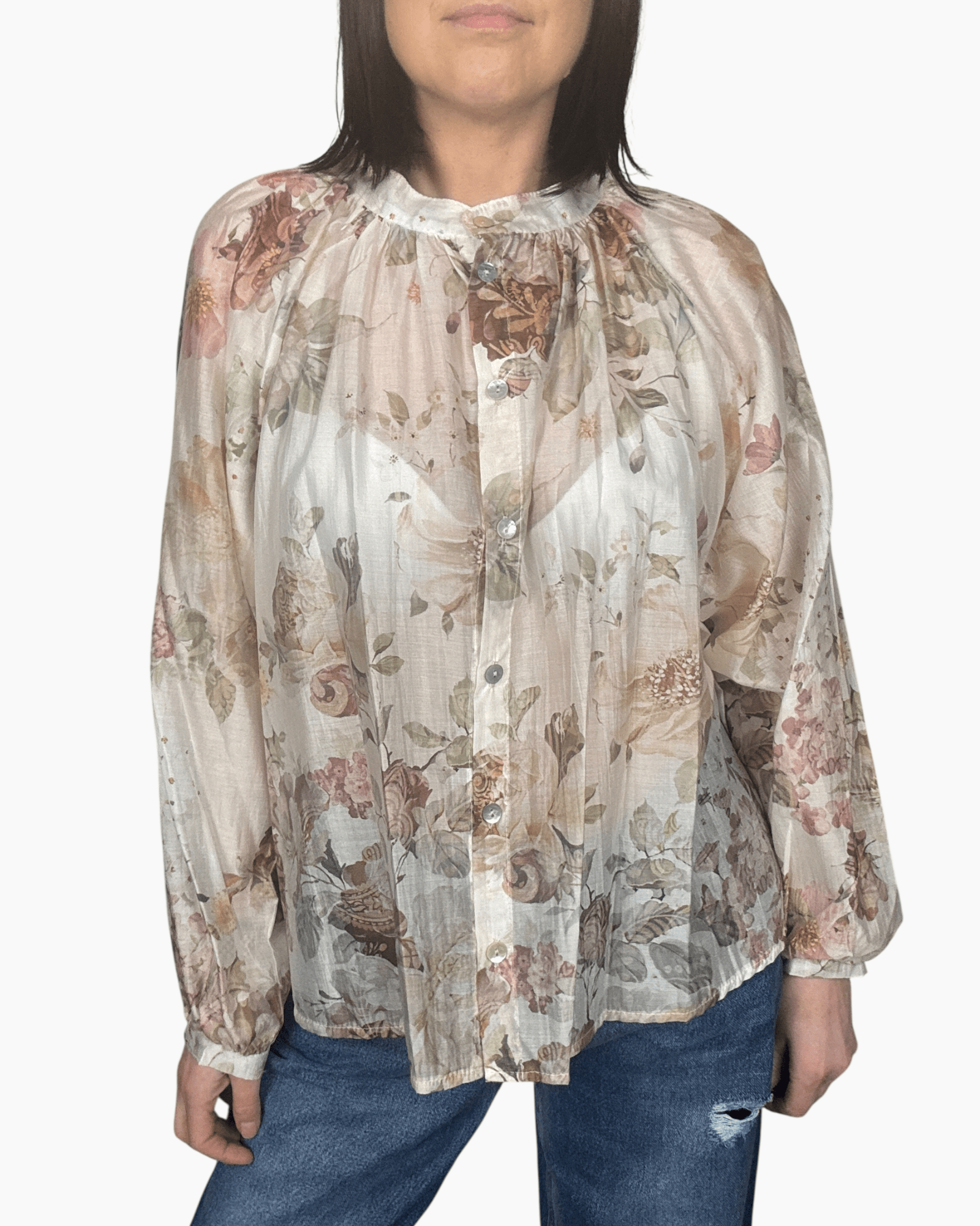 CAMICIA MANICA A KIMONO STAMPA FLOREALE SUSY MIX - XE BLU ABBIGLIAMENTO