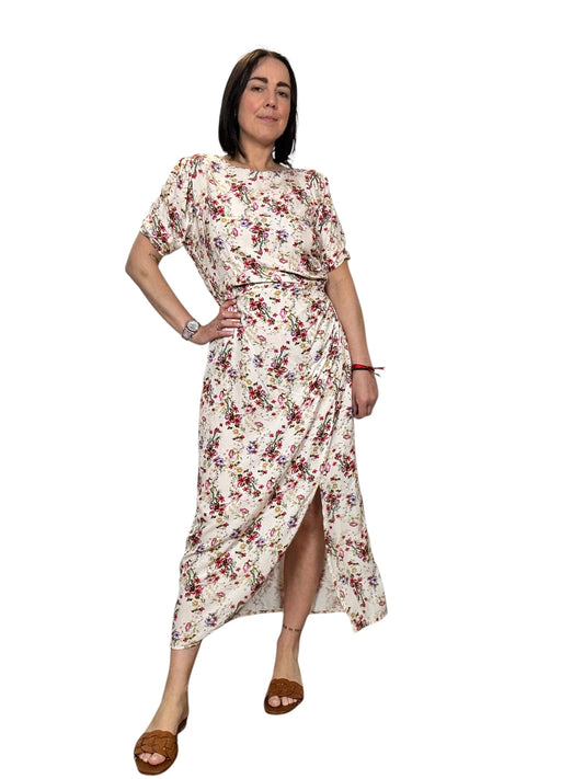 ABITO LUNGO DRAPPEGGIATO A FIORI SUSY MIX