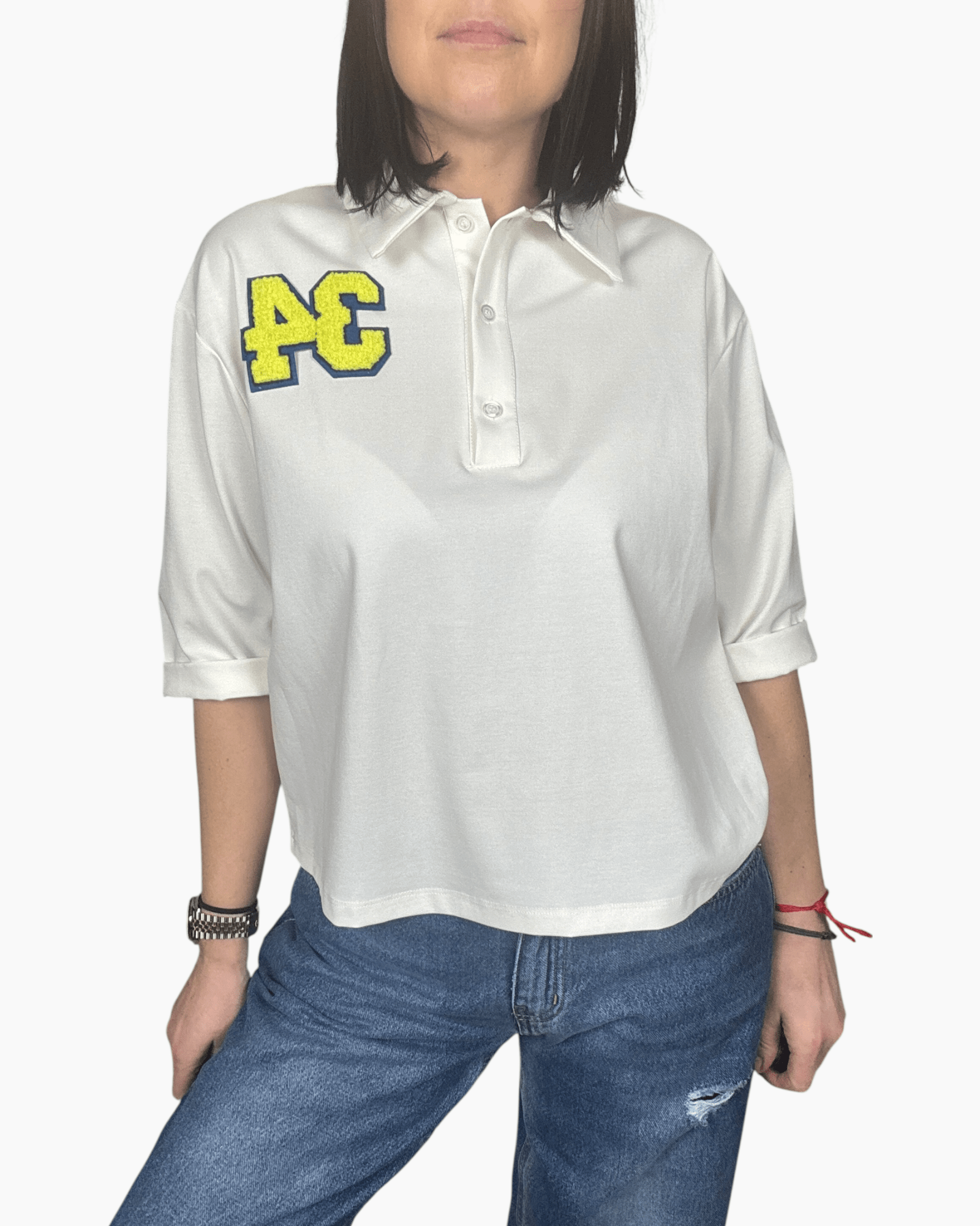 MAGLIETTA CON PATCH SUSY MIX - XE BLU ABBIGLIAMENTO