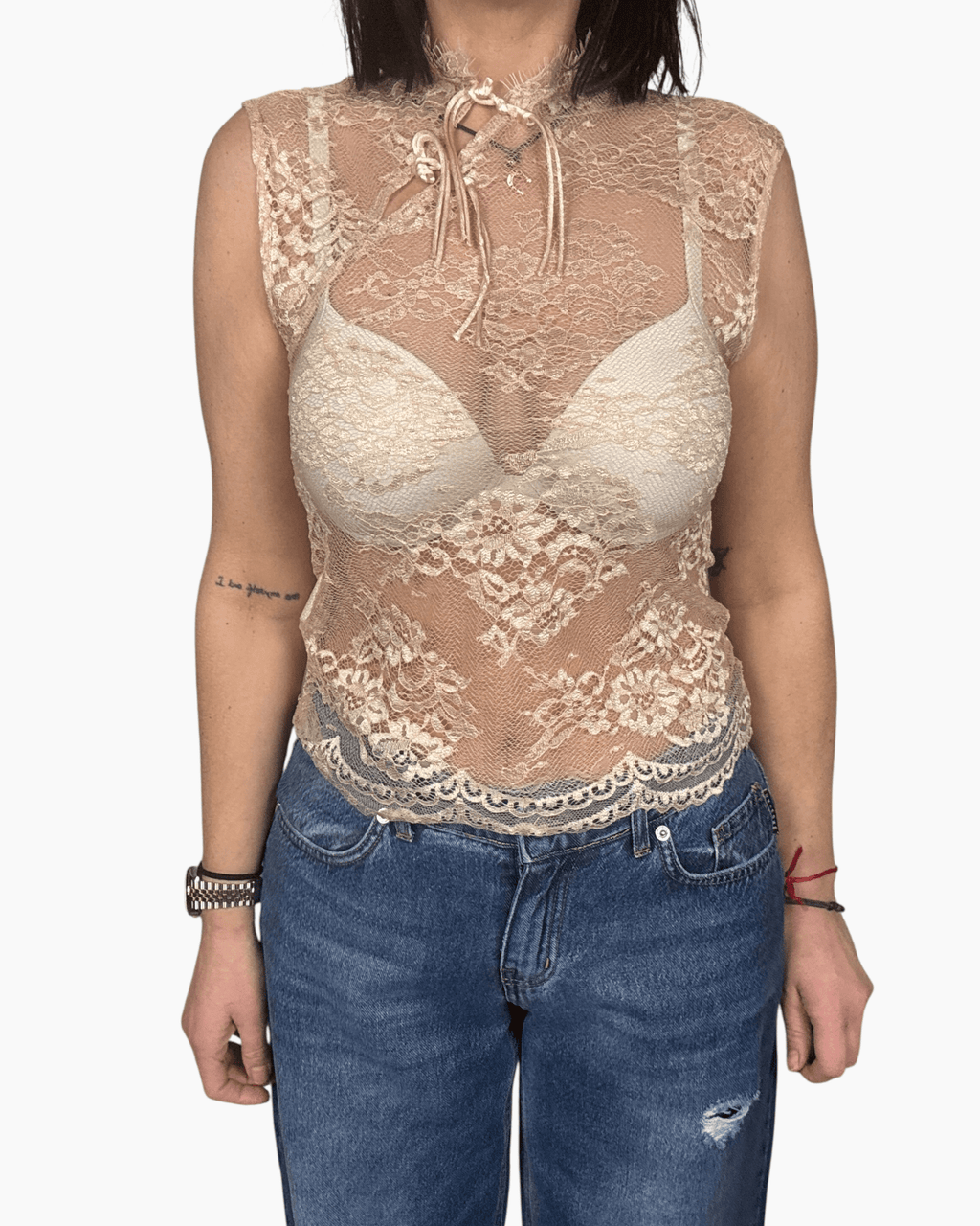 TOP IN PIZZO CON ALAMARI HAVEONE - XE BLU ABBIGLIAMENTO