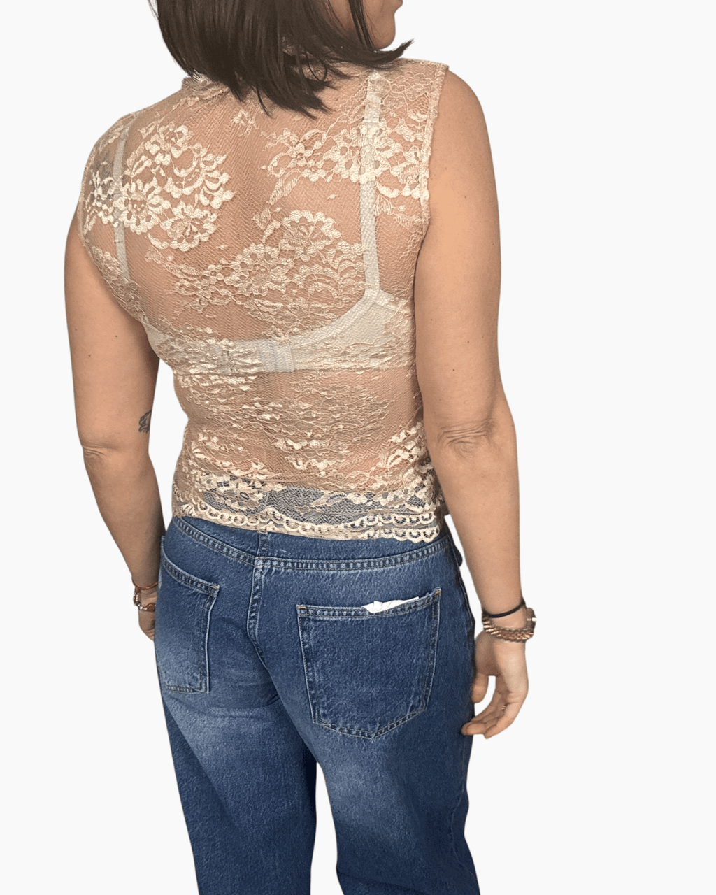 TOP IN PIZZO CON ALAMARI HAVEONE - XE BLU ABBIGLIAMENTO