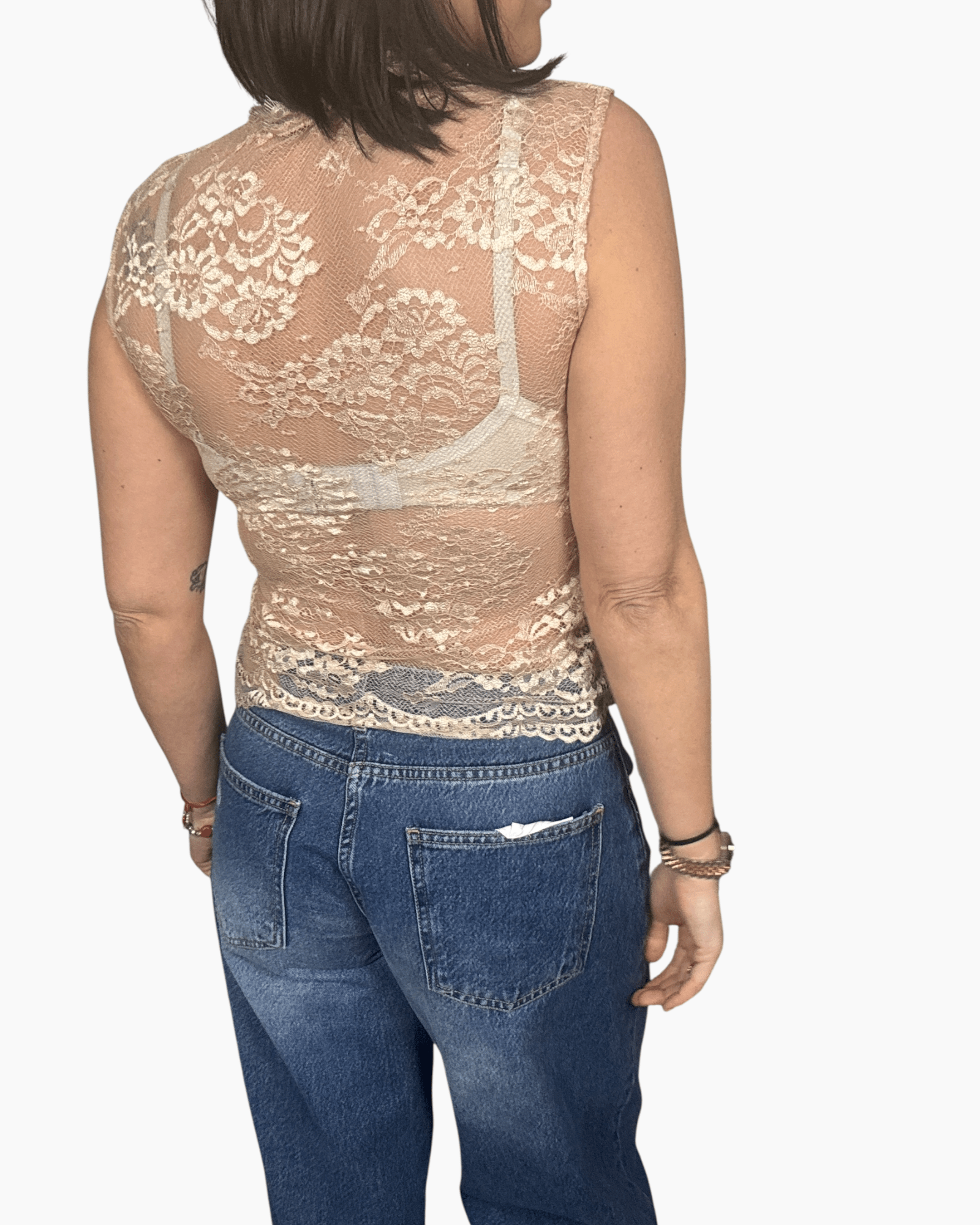 TOP IN PIZZO CON ALAMARI HAVEONE - XE BLU ABBIGLIAMENTO