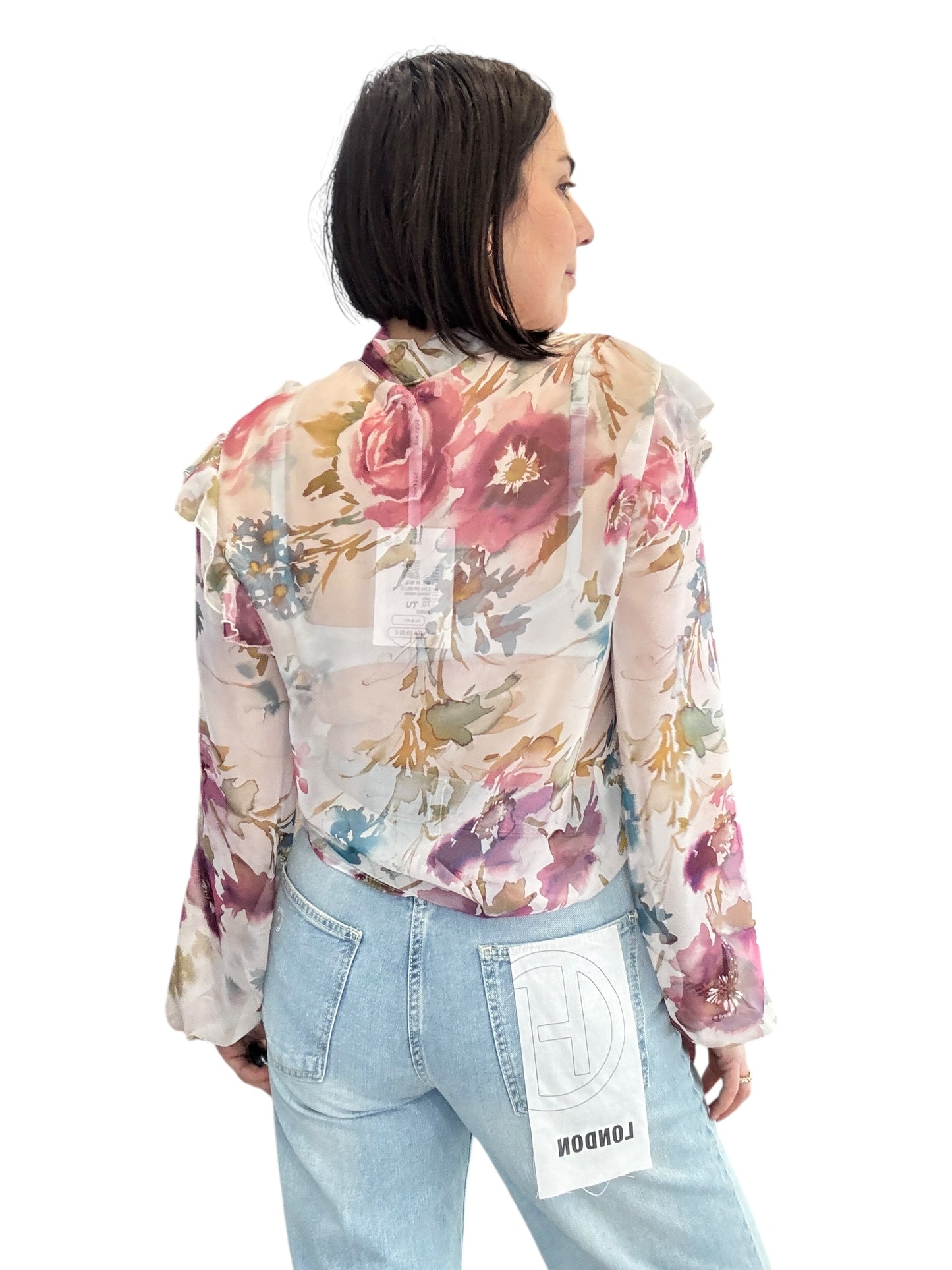 CAMICIA A FIORI CON FIOCCO E VOLANT SUSY MIX