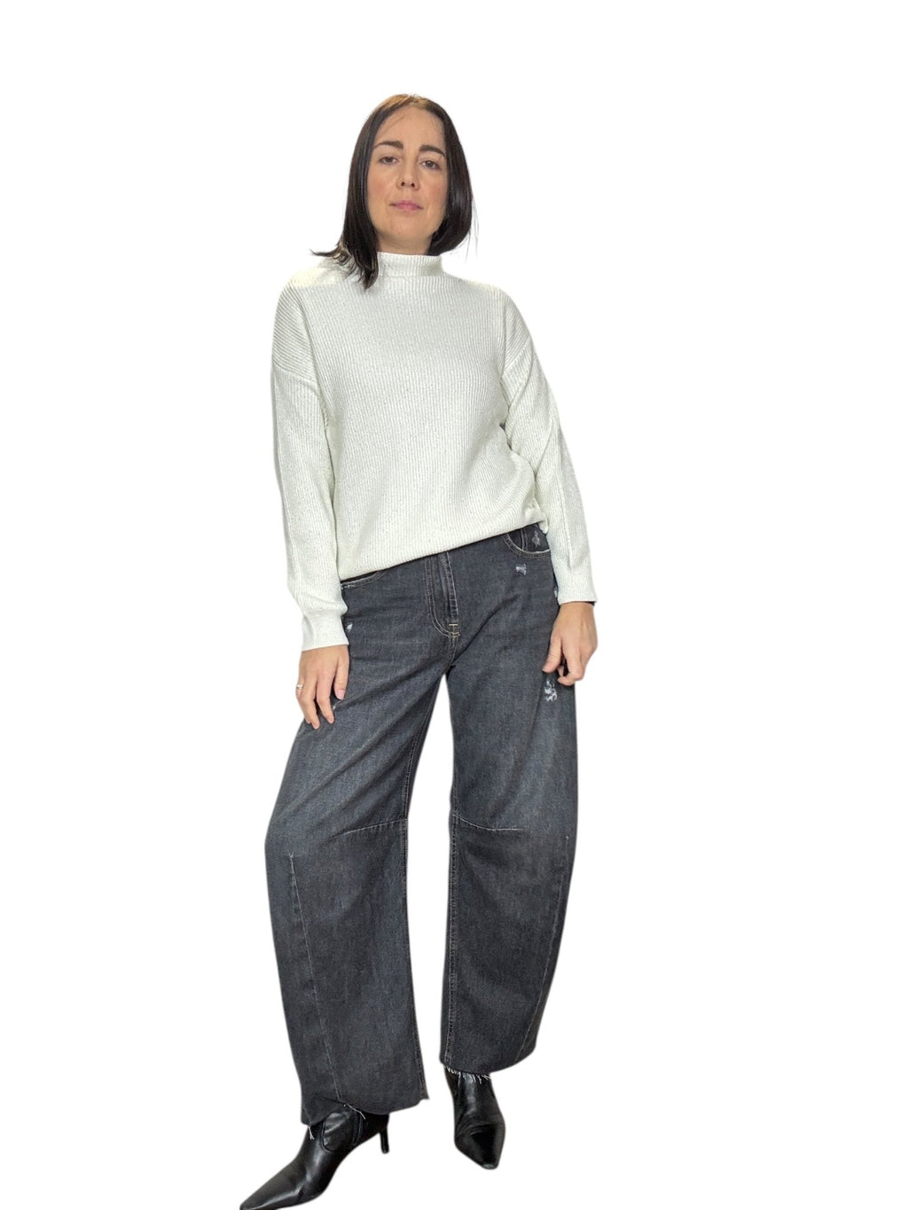 MAGLIA COLLO A LUPETTO CON MICROPAILLETTES HAVEONE - XE BLU ABBIGLIAMENTO