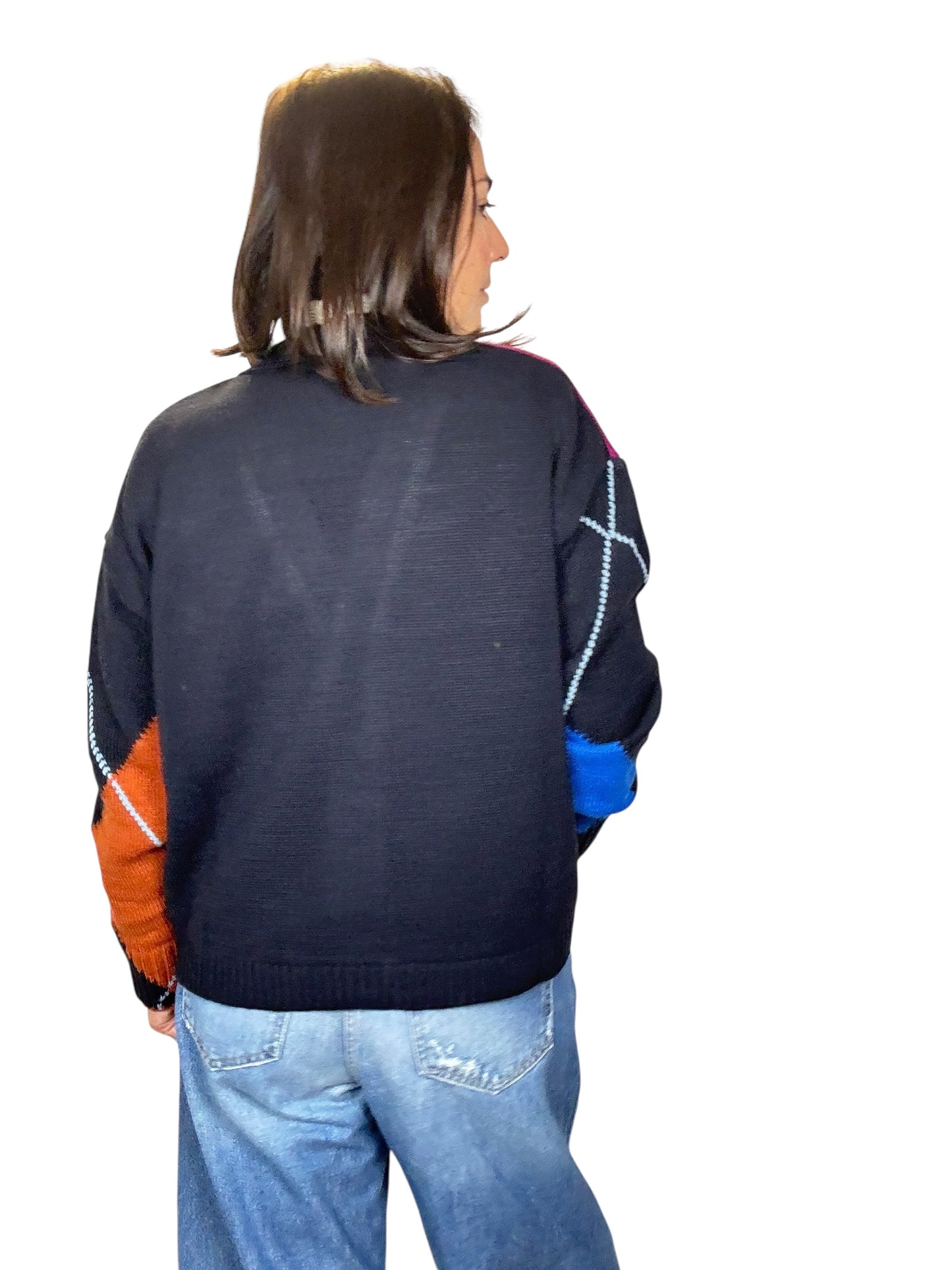 CARDIGAN A ROMBI TENSIONE IN