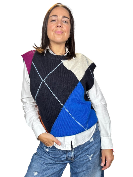 GILET A ROMBI TENSIONE IN