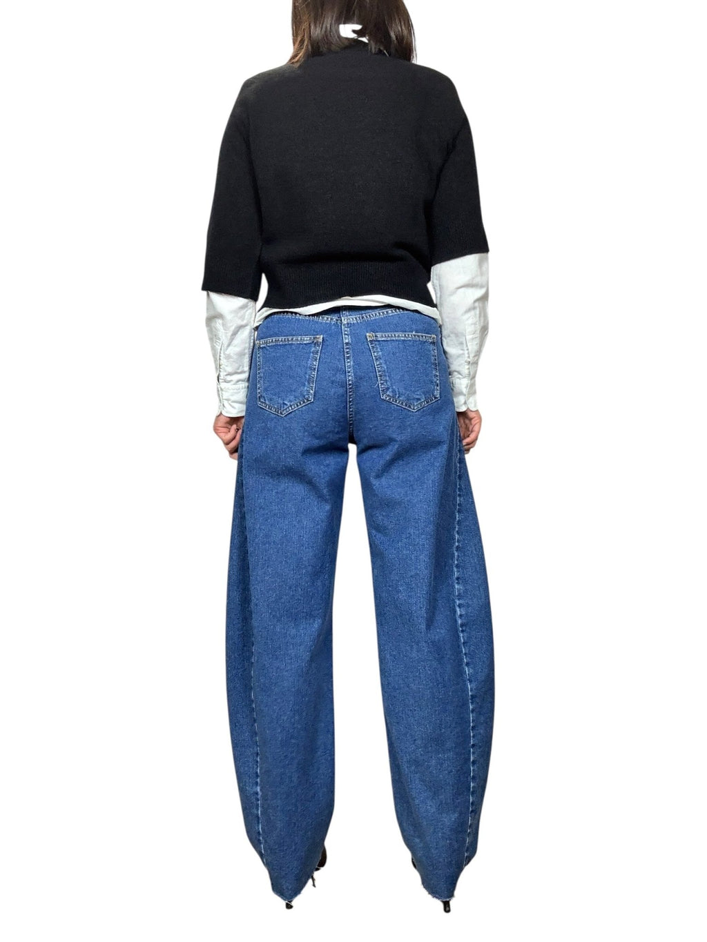 JEANS CARROT CUCITURA TENSIONE IN - XE BLU ABBIGLIAMENTO