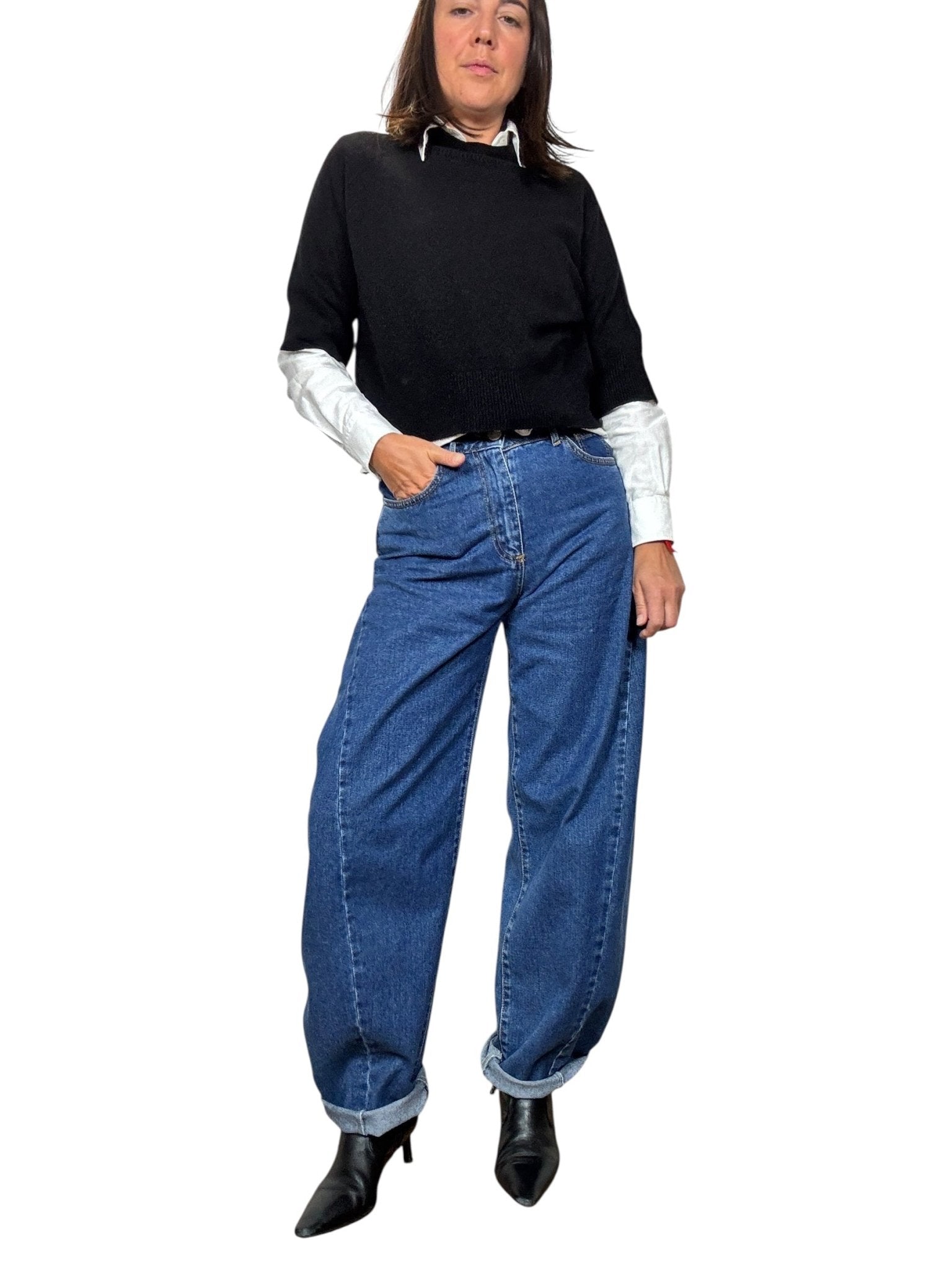 JEANS CARROT CUCITURA TENSIONE IN - XE BLU ABBIGLIAMENTO