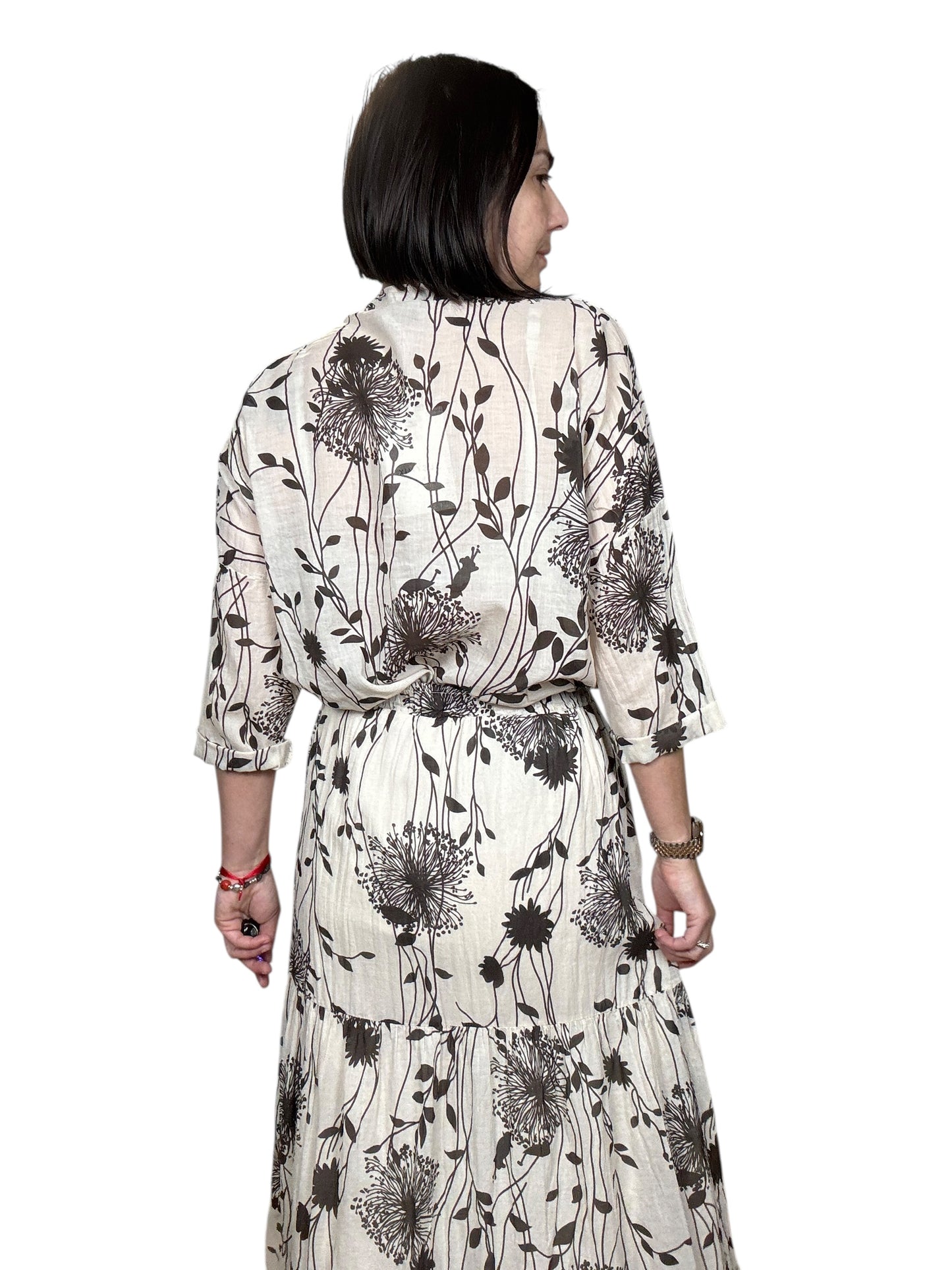 CAMICIA FIORI ASTRATTI MARRONE SUSY  MIX