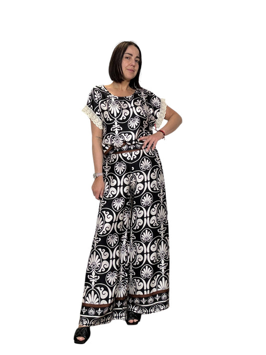 PANTALONE ETNICO BIANCO-NERO SUSY MIX