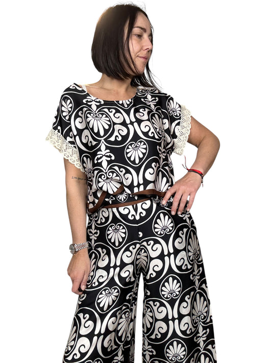 CAMICIA ETNICA BIANCO-NERO SUSY MIX