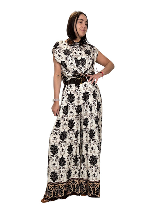PANTALONE STAMPA ETNICA MARRONE-NERO SUSY MIX