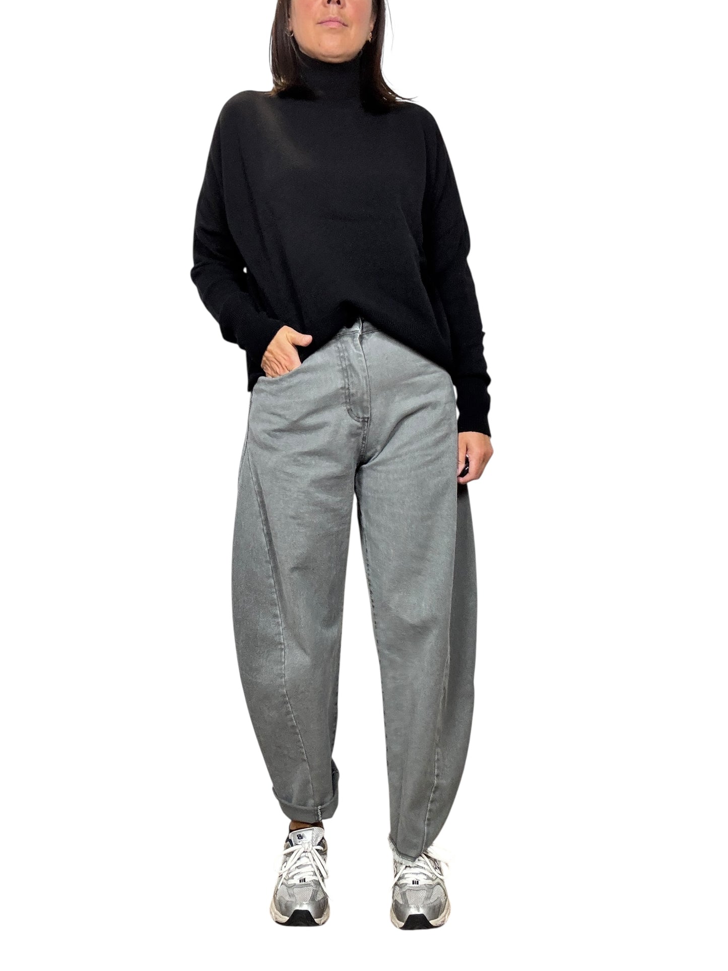 JEANS CARROT GRIGIO TENSIONE IN