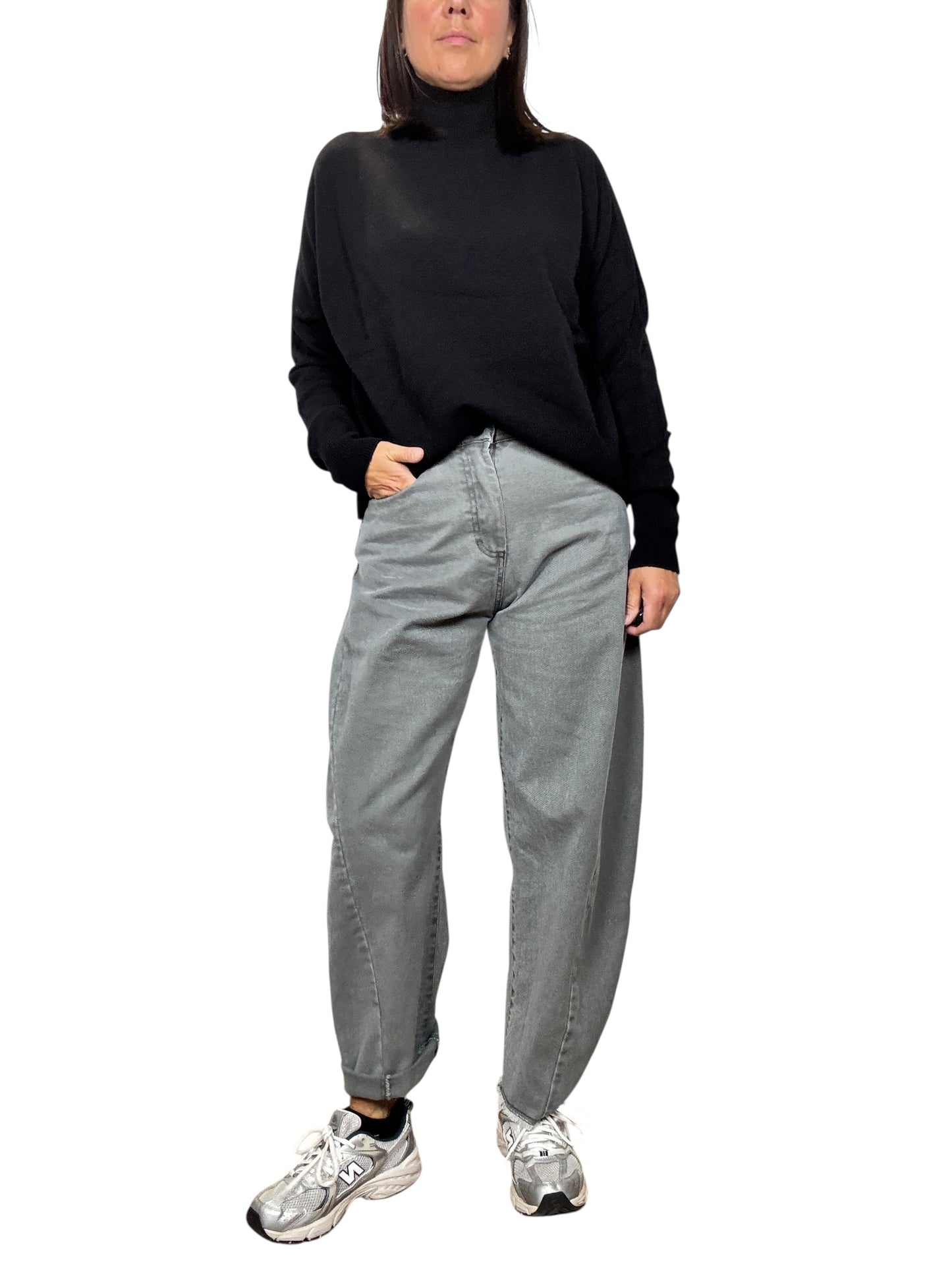 JEANS CARROT GRIGIO TENSIONE IN