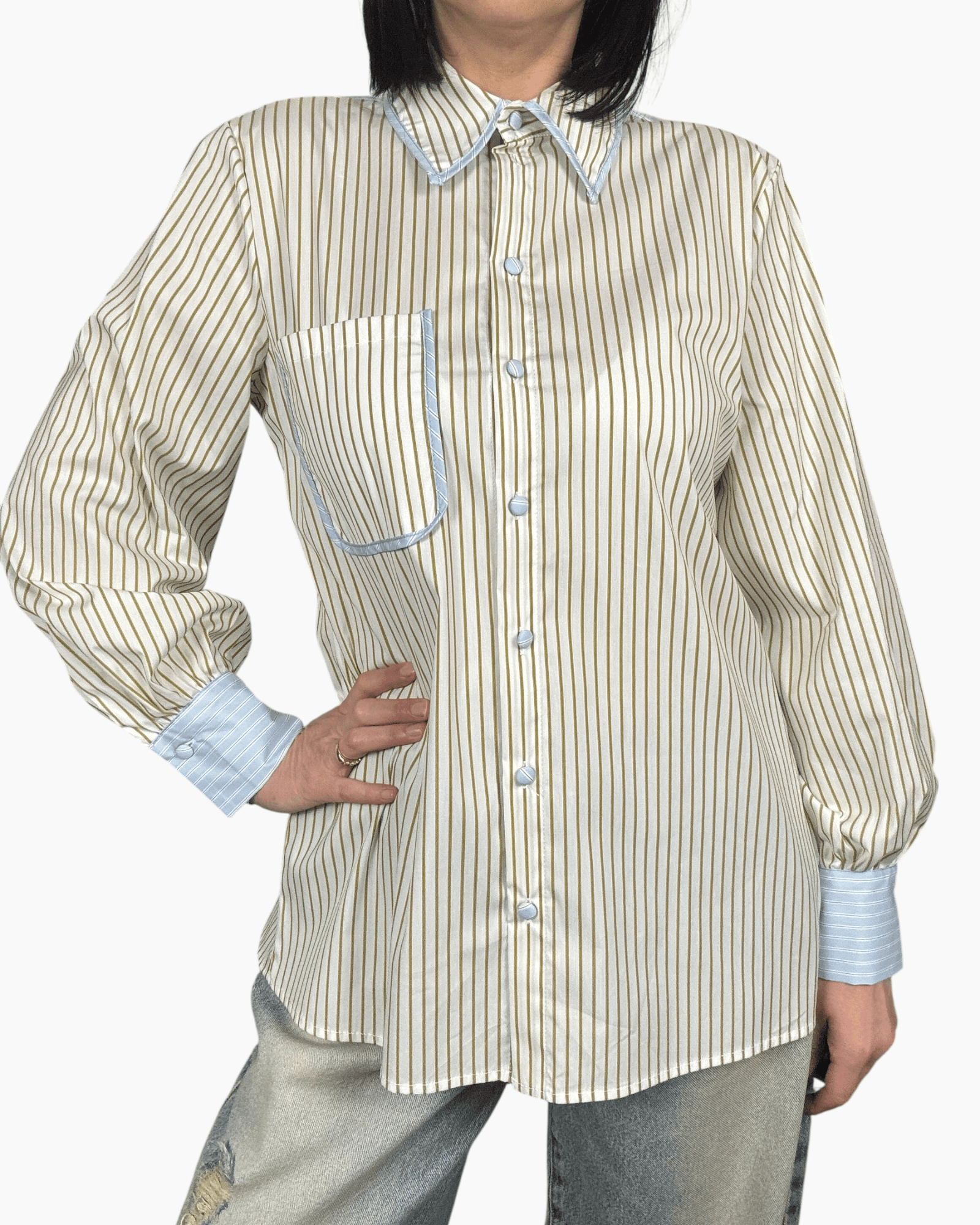 CAMICIA CON PROFILO IN CONTRASTO DIXIE - XE BLU ABBIGLIAMENTO