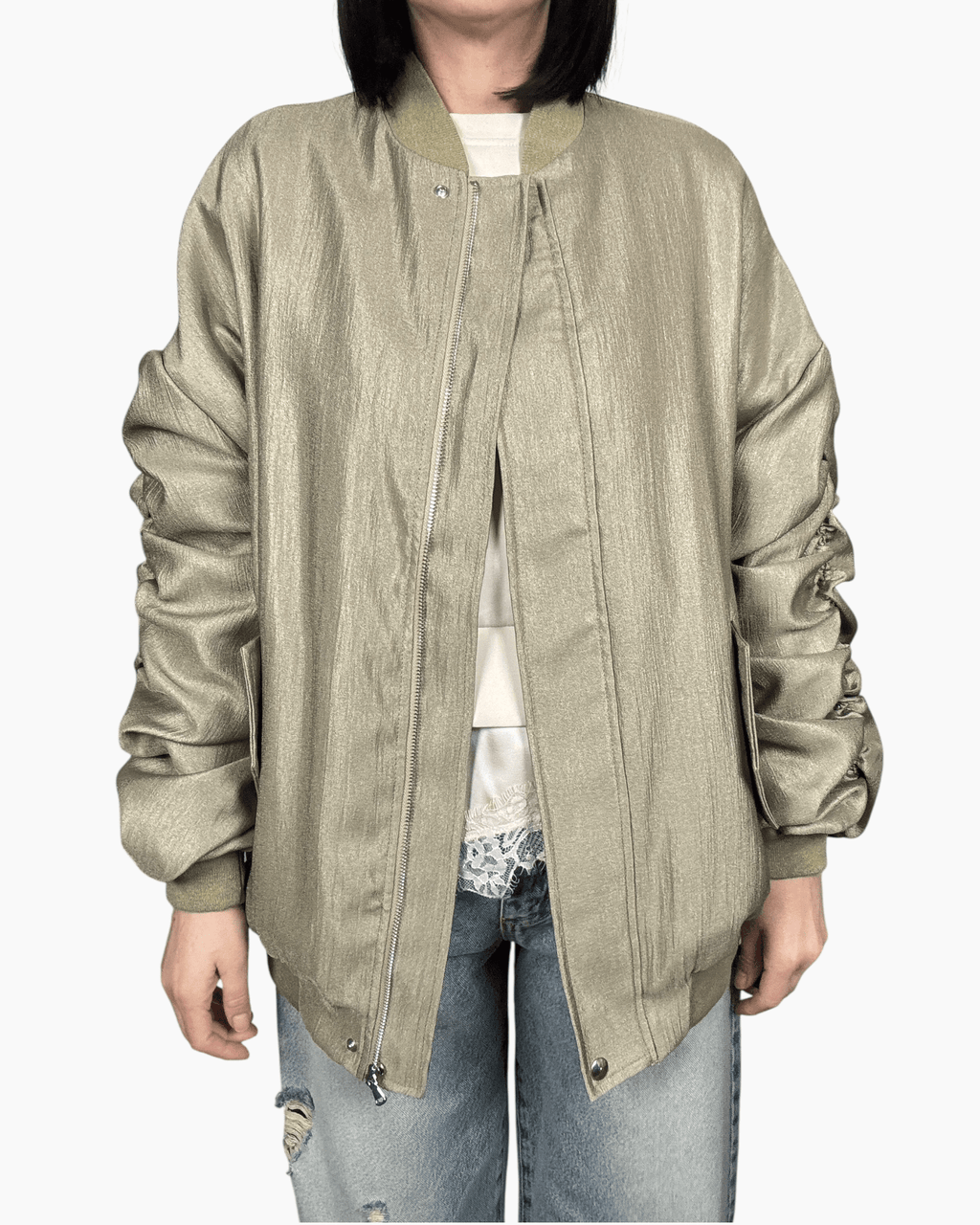 BOMBER MANICA ARRICCIATA DIXIE - XE BLU ABBIGLIAMENTO