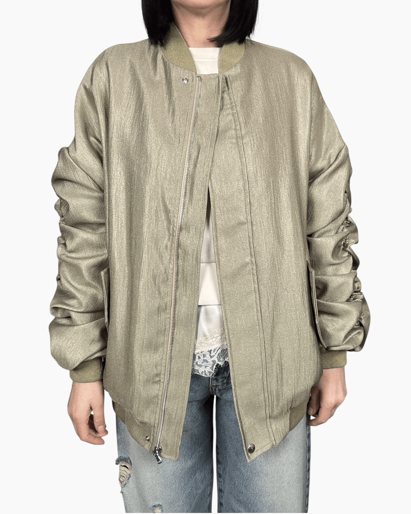 BOMBER MANICA ARRICCIATA DIXIE - XE BLU ABBIGLIAMENTO