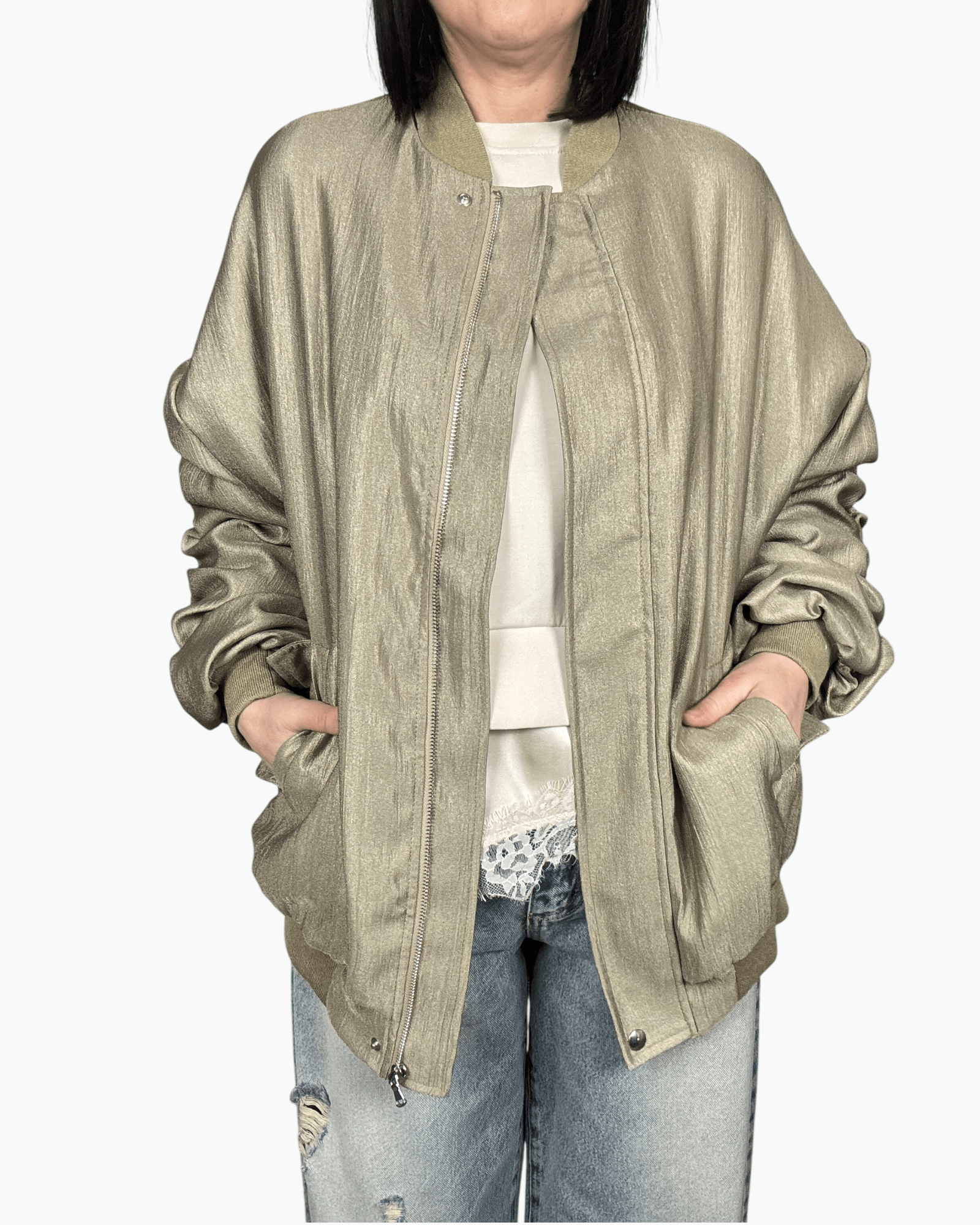 BOMBER MANICA ARRICCIATA DIXIE - XE BLU ABBIGLIAMENTO