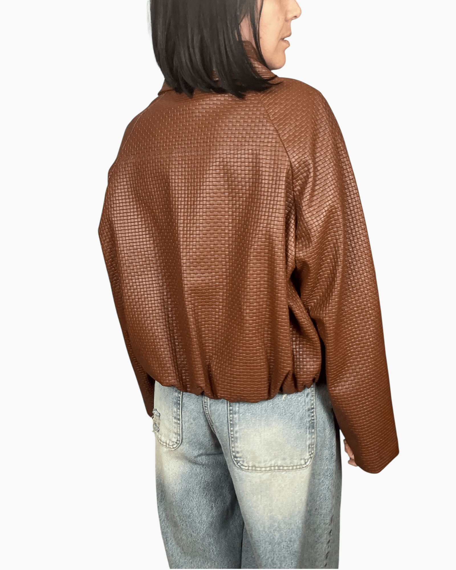 BOMBER OPERATO IN ECOPELLE HAVEONE - XE BLU ABBIGLIAMENTO