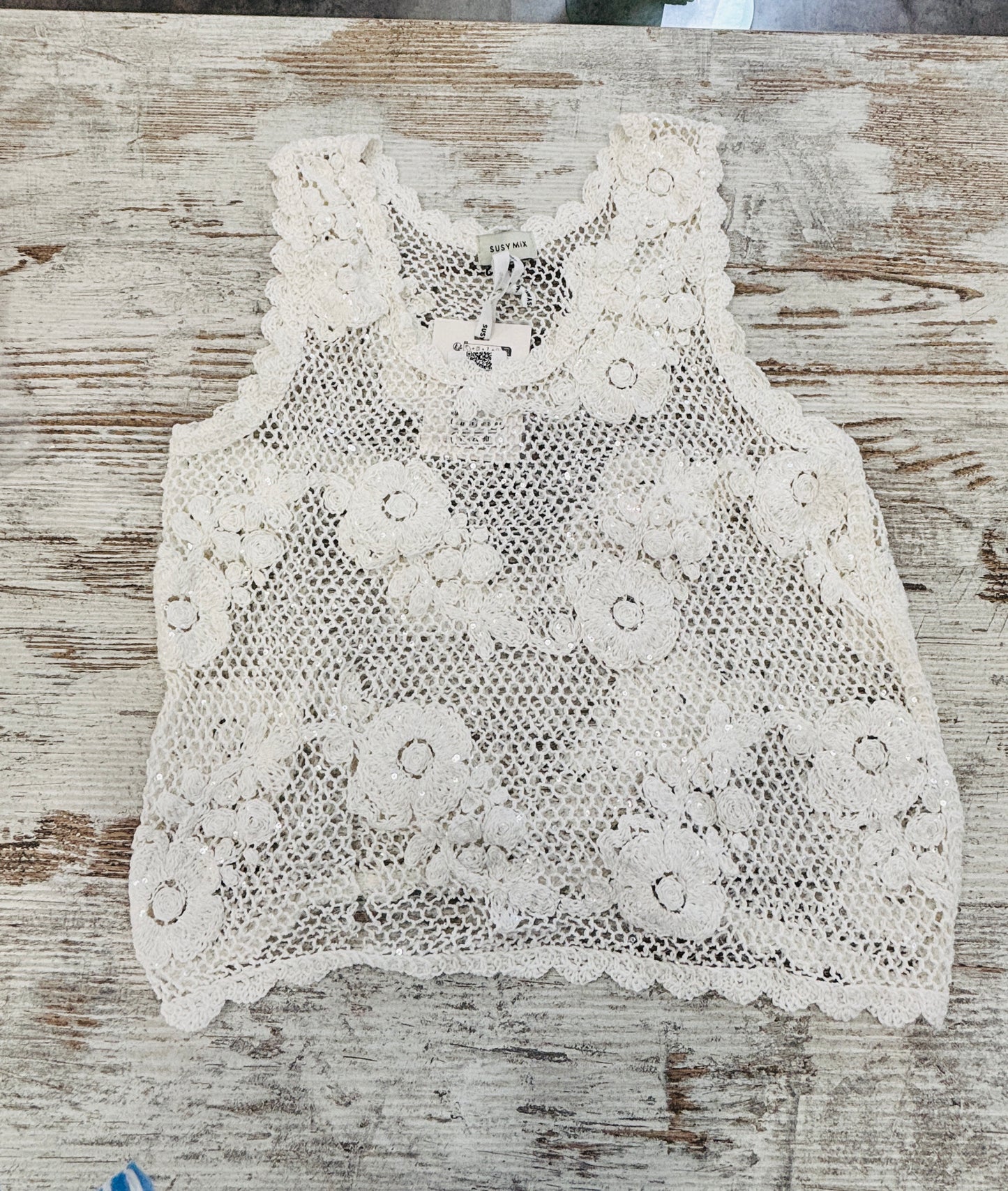 TOP CROCHET + PAILLETTES SUSY MIX