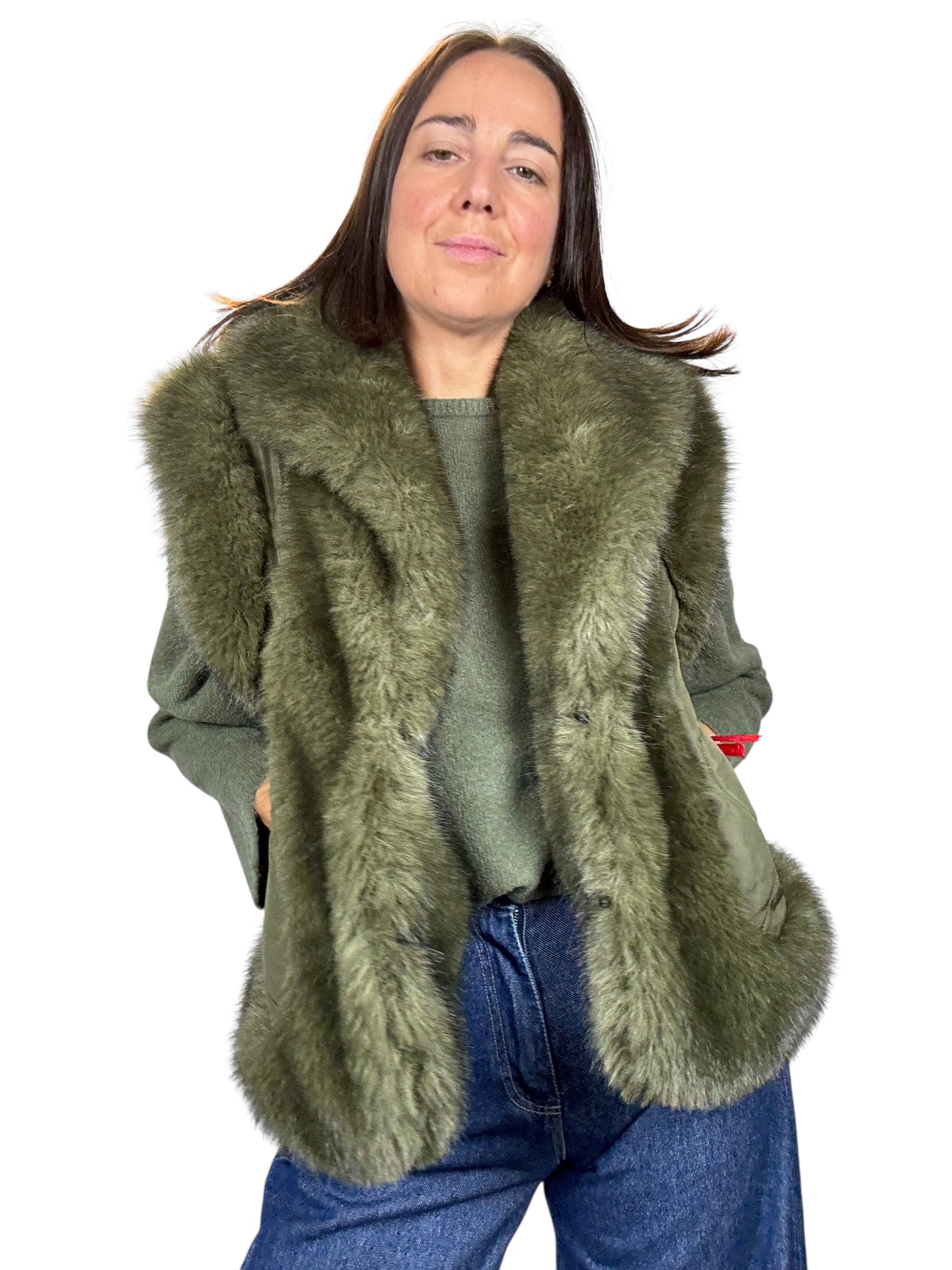 GILET PELO VERDE MILITARE TENSIONE IN