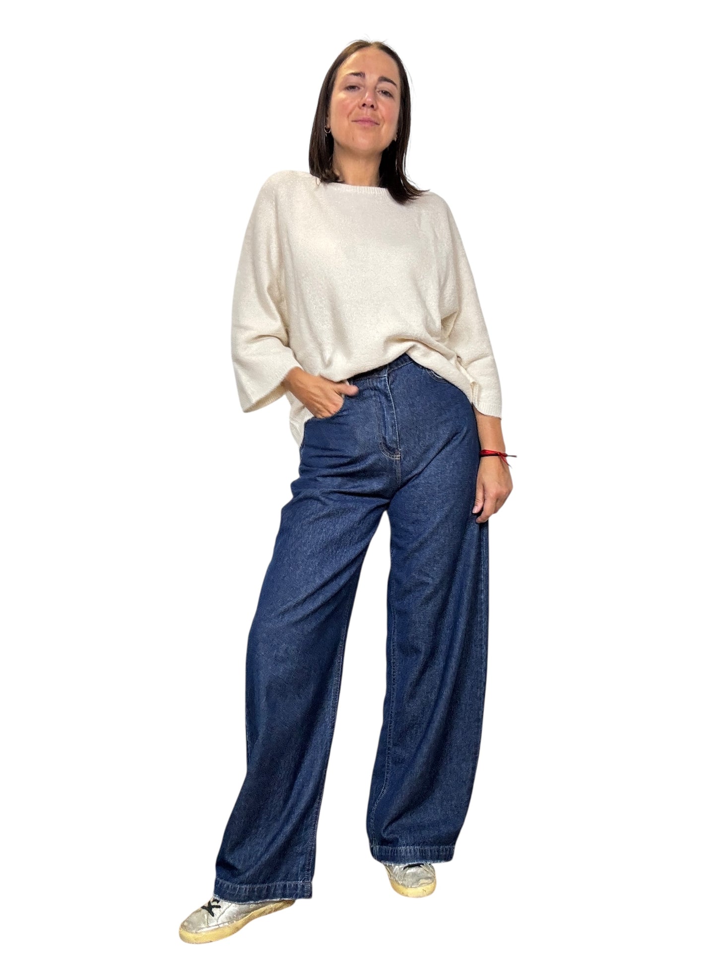 JEANS A PALAZZO DRITTO TENSIONE IN