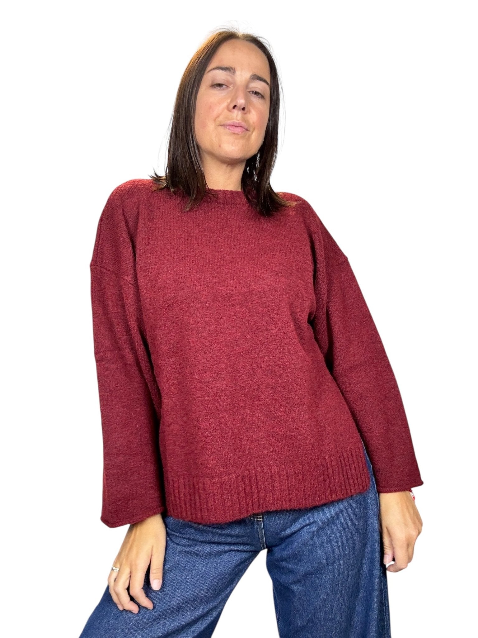 MAGLIA GIROCOLLO OVER CON MANICA LARGA KONTATTO - XE BLU ABBIGLIAMENTO