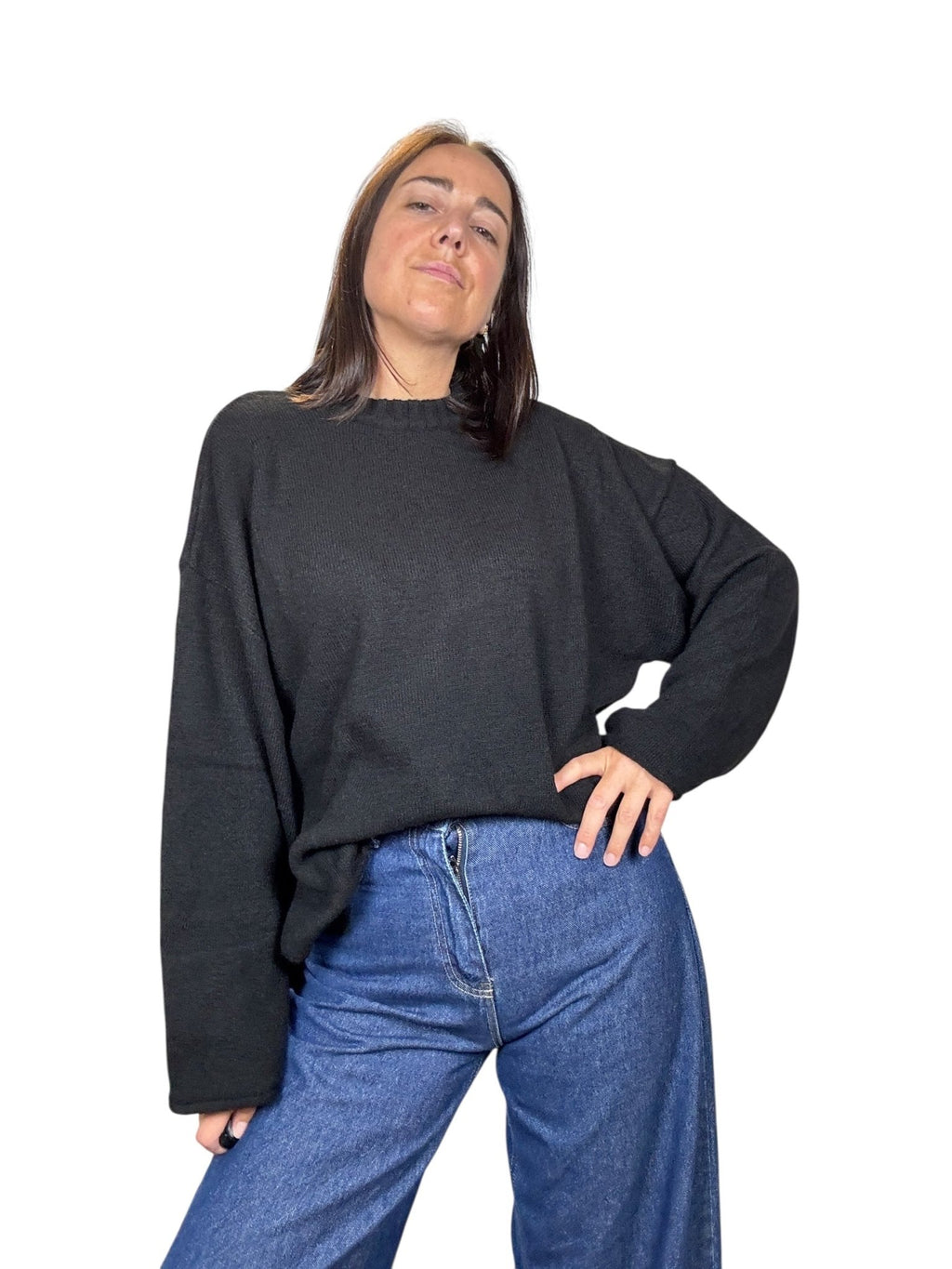 MAGLIA GIROCOLLO OVER CON MANICA LARGA KONTATTO - XE BLU ABBIGLIAMENTO