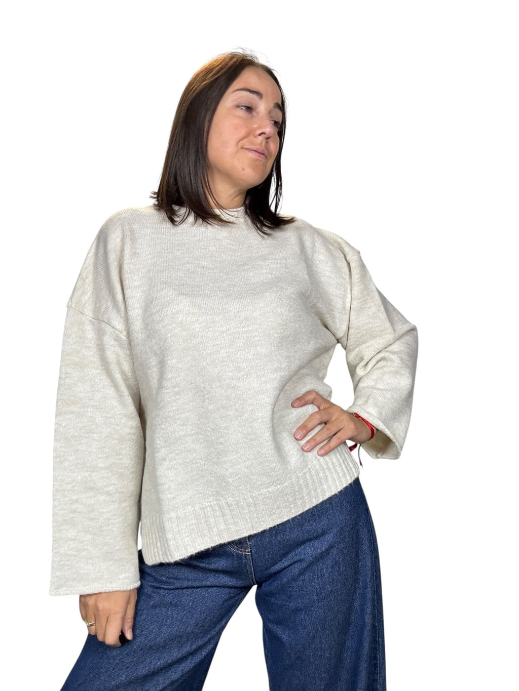 MAGLIA GIROCOLLO OVER CON MANICA LARGA KONTATTO - XE BLU ABBIGLIAMENTO