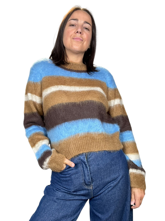 MAGLIA A RIGHE AZZURRO-BEIGE KONTATTO