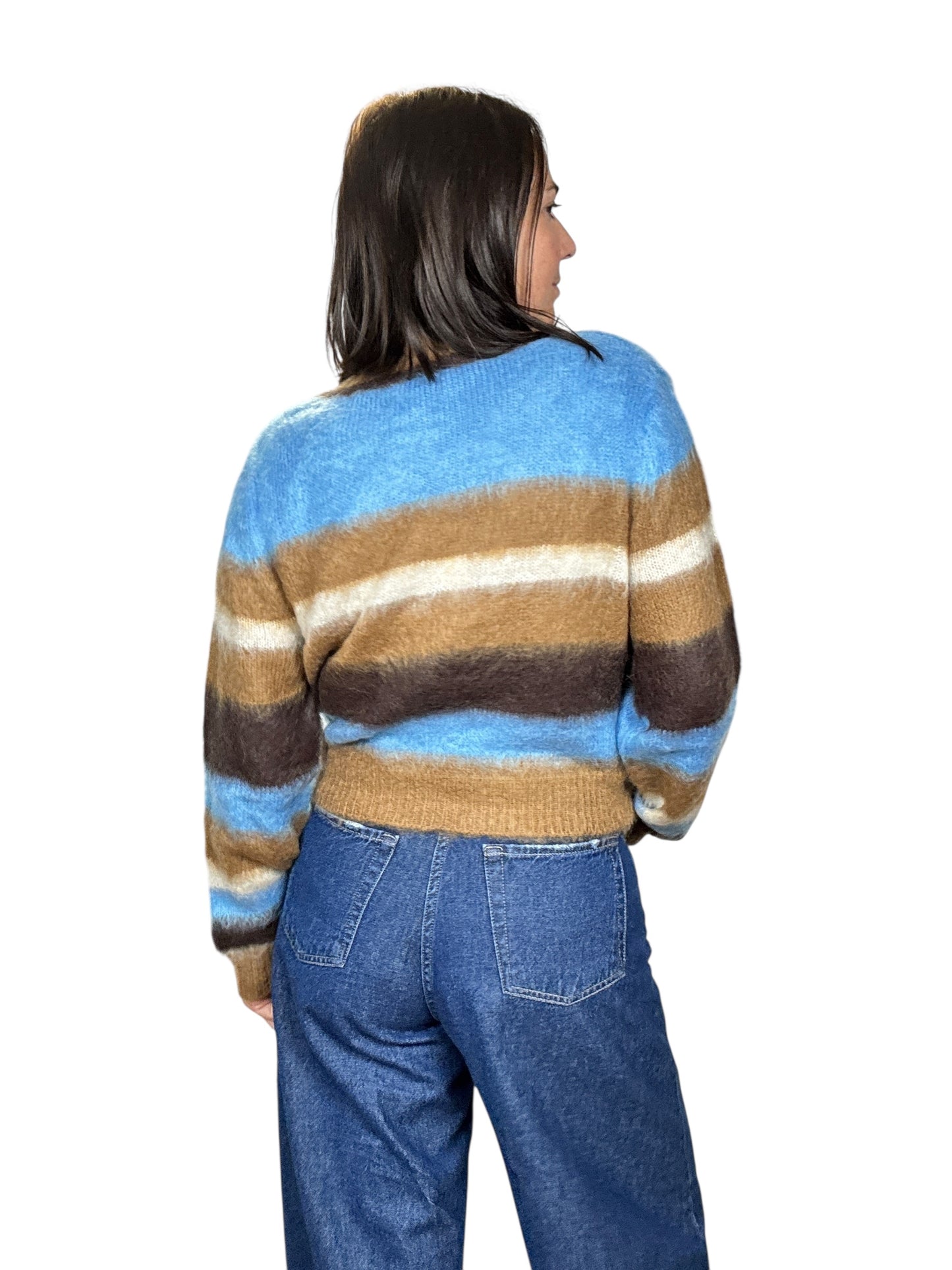 MAGLIA A RIGHE AZZURRO-BEIGE KONTATTO