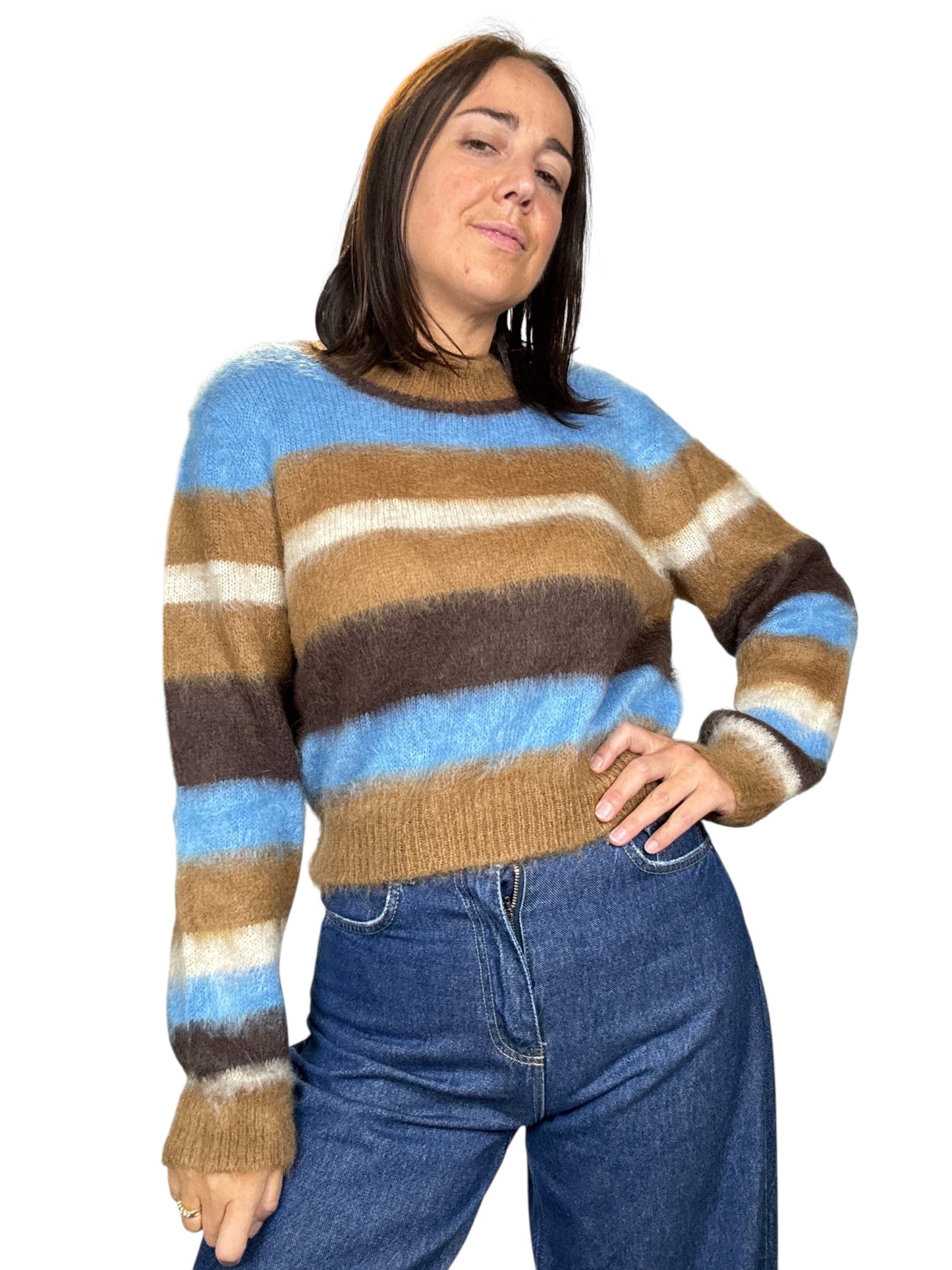 MAGLIA A RIGHE AZZURRO-BEIGE KONTATTO