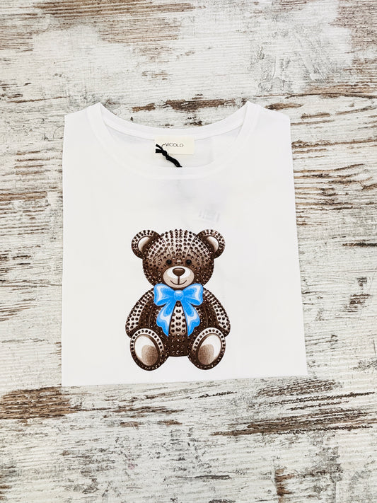 T-SHIRT ORSO STRASS+FIOCCO VICOLO