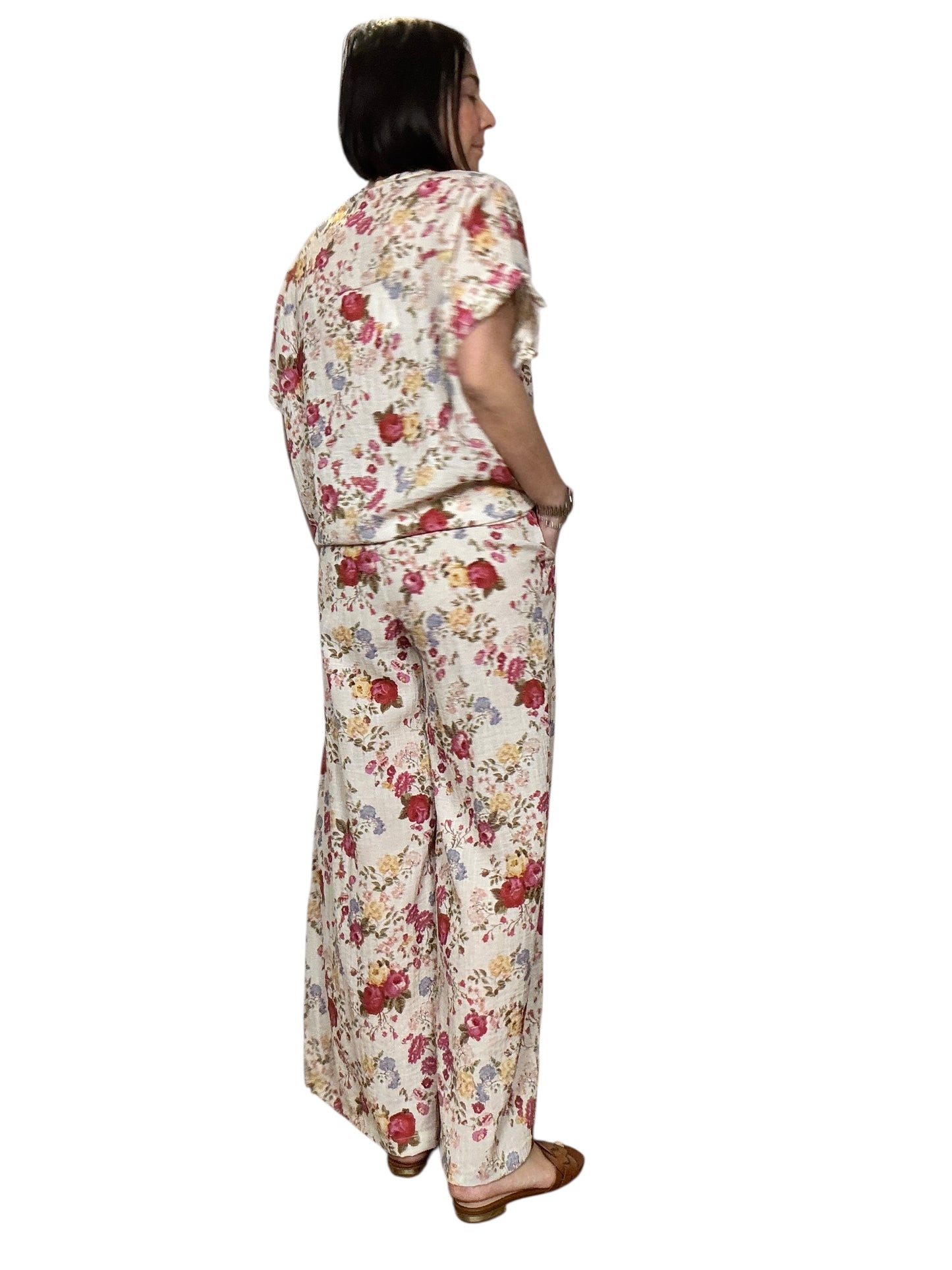 PANTALONE A FIORI TENSIONE IN