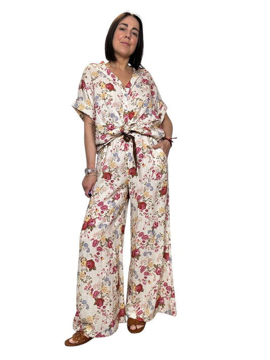PANTALONE A FIORI TENSIONE IN