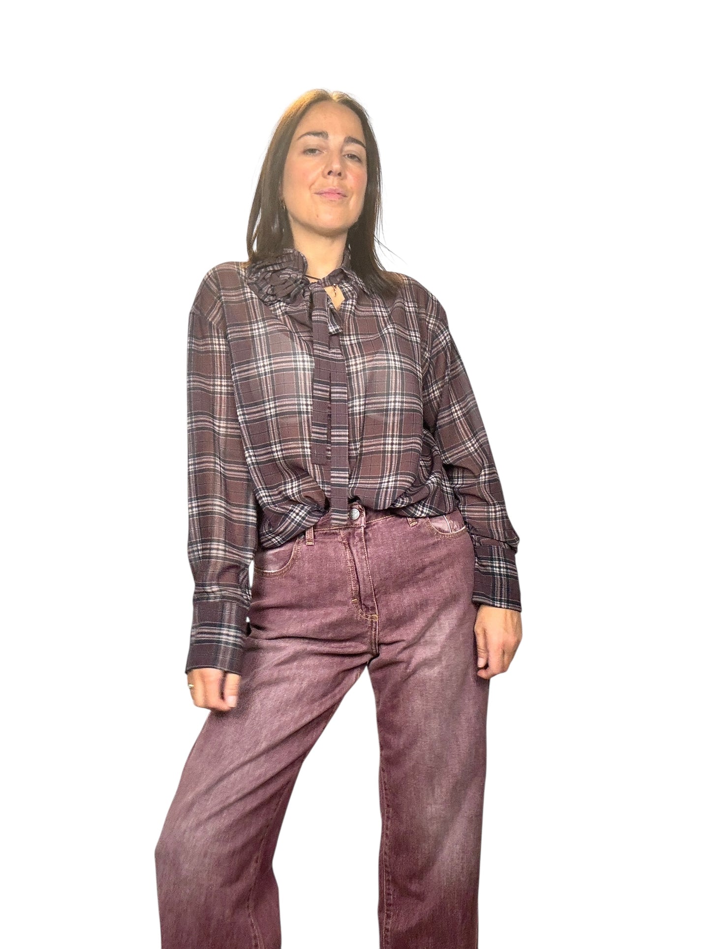CAMICIA A QUADRI CON APPLICAZIONE SUSY MIX