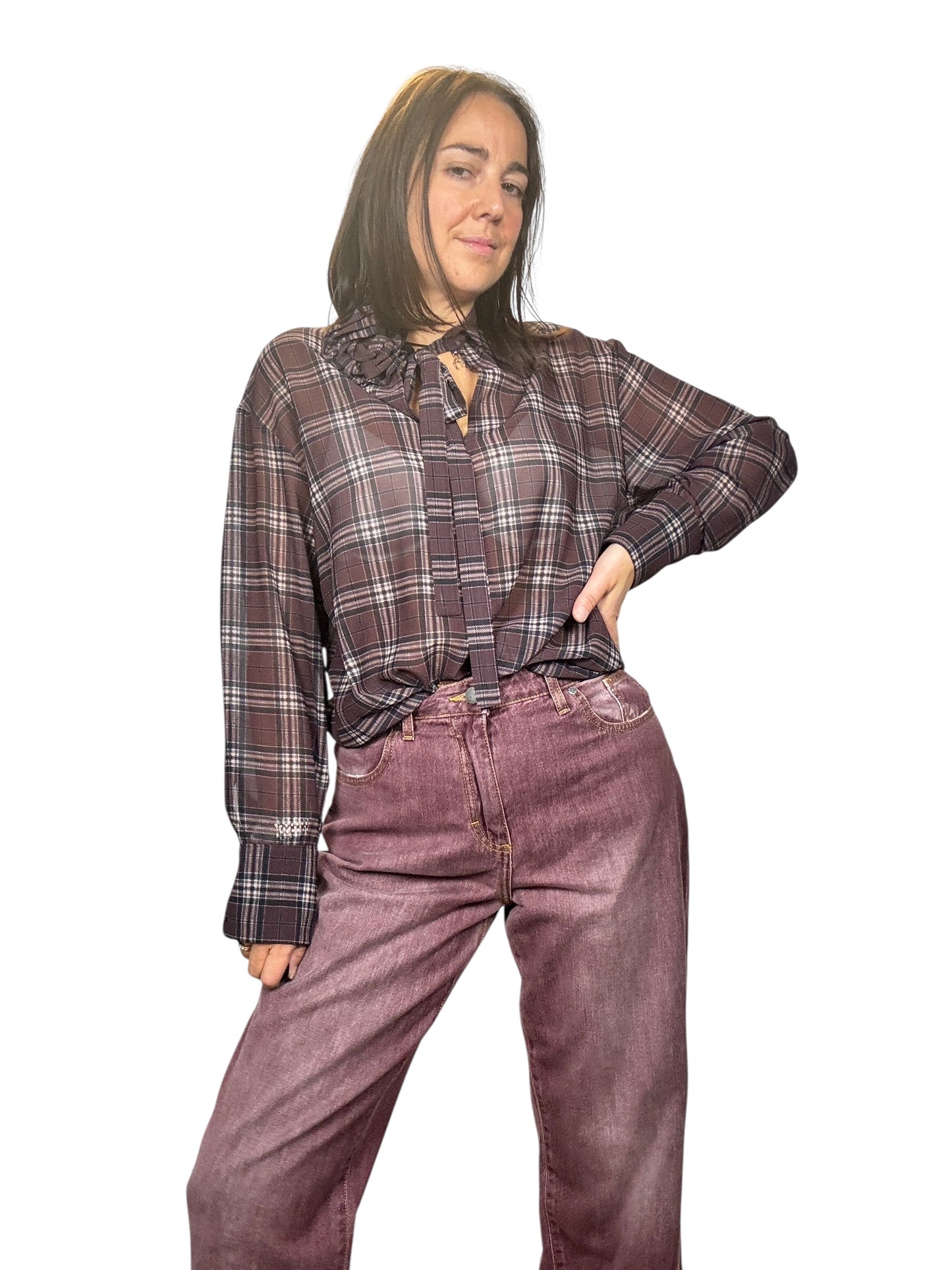 CAMICIA A QUADRI CON APPLICAZIONE SUSY MIX