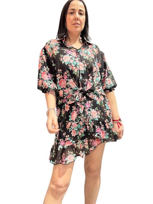 CAMICIA MANICA SBUFFO FONDO NERO VICOLO
