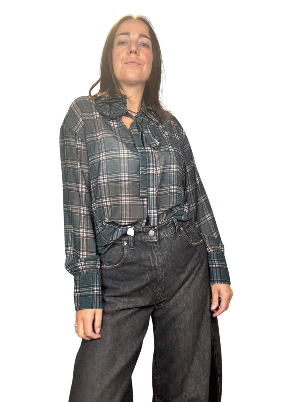 CAMICIA A QUADRI CON APPLICAZIONE SUSY MIX - XE BLU ABBIGLIAMENTO