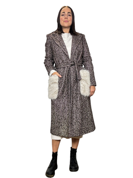 CAPPOTTO SPINATO CON TASCHE ON ECO-PELLICCIA SUSY MIX