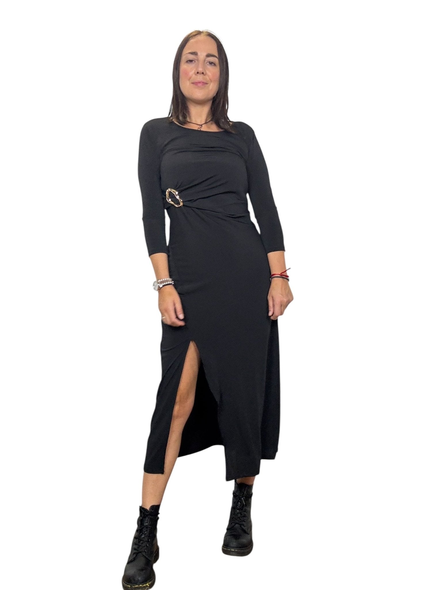 ABITO DRAPPEGGIATO CON DETTAGLIO SUSY MIX - XE BLU ABBIGLIAMENTO