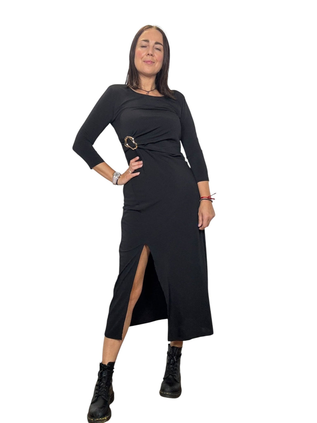 ABITO DRAPPEGGIATO CON DETTAGLIO SUSY MIX - XE BLU ABBIGLIAMENTO