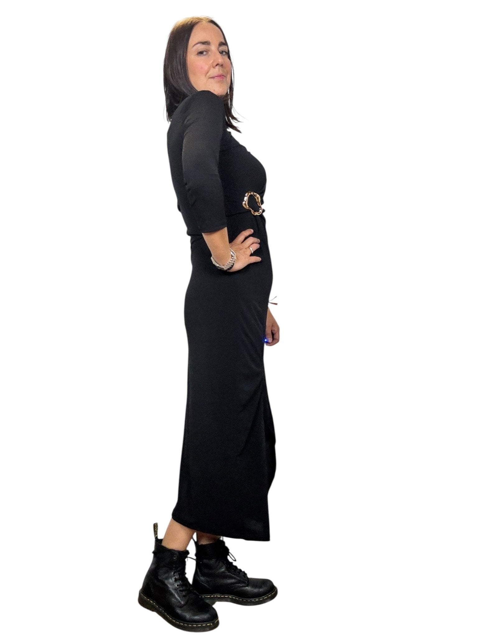 ABITO DRAPPEGGIATO CON DETTAGLIO SUSY MIX - XE BLU ABBIGLIAMENTO