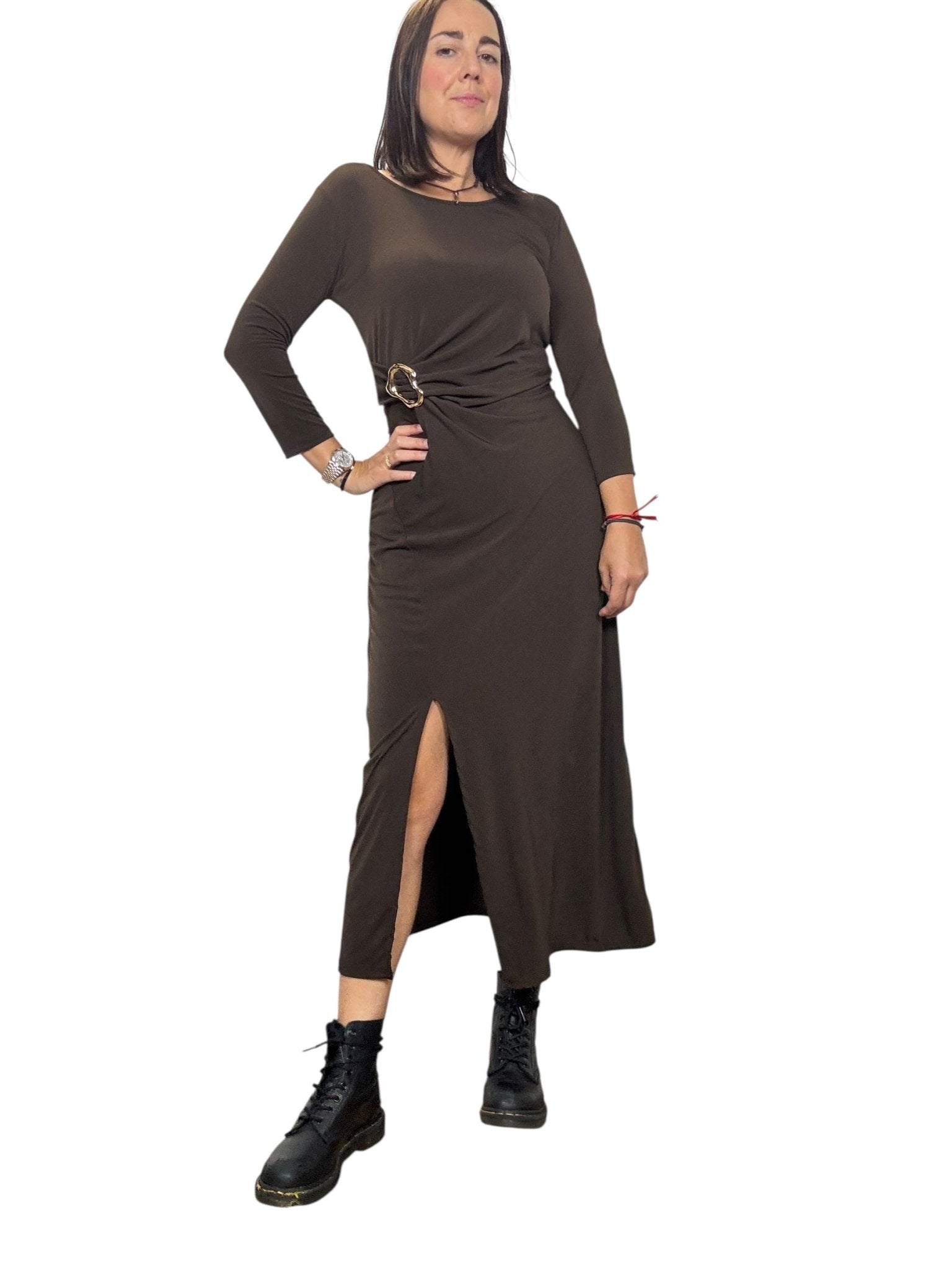 ABITO DRAPPEGGIATO CON DETTAGLIO SUSY MIX - XE BLU ABBIGLIAMENTO