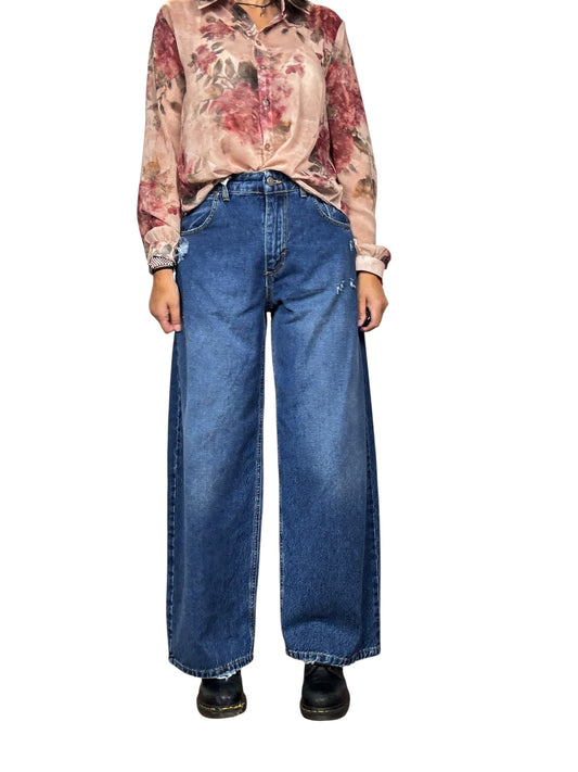 JEANS A PALAZZO CON ROTTURE SUSY MIX