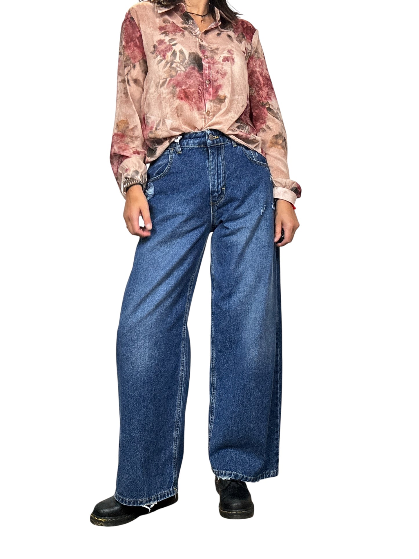 JEANS A PALAZZO CON ROTTURE SUSY MIX