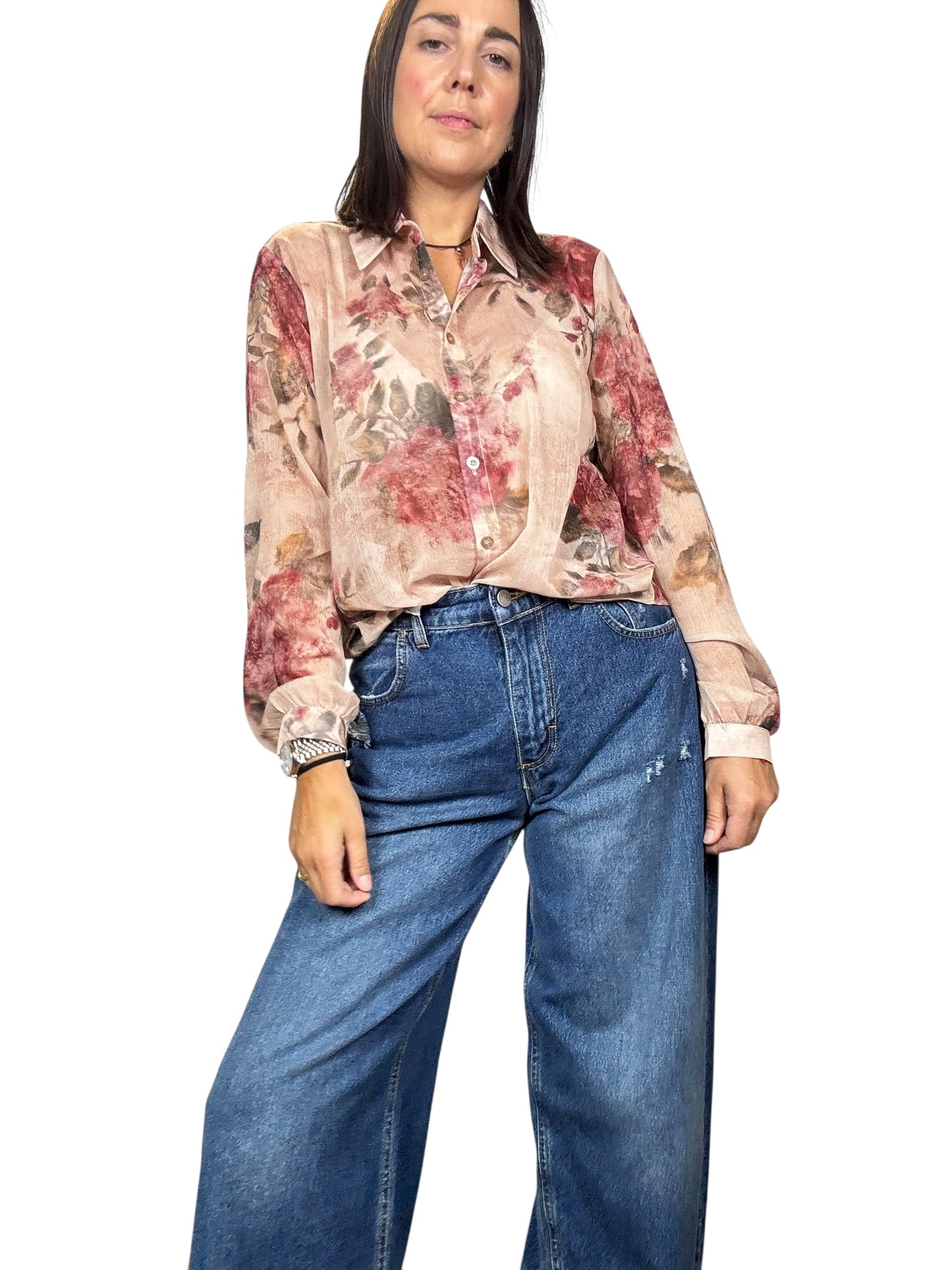 CAMICIA A FIORI SUL ROSA SUSY MIX